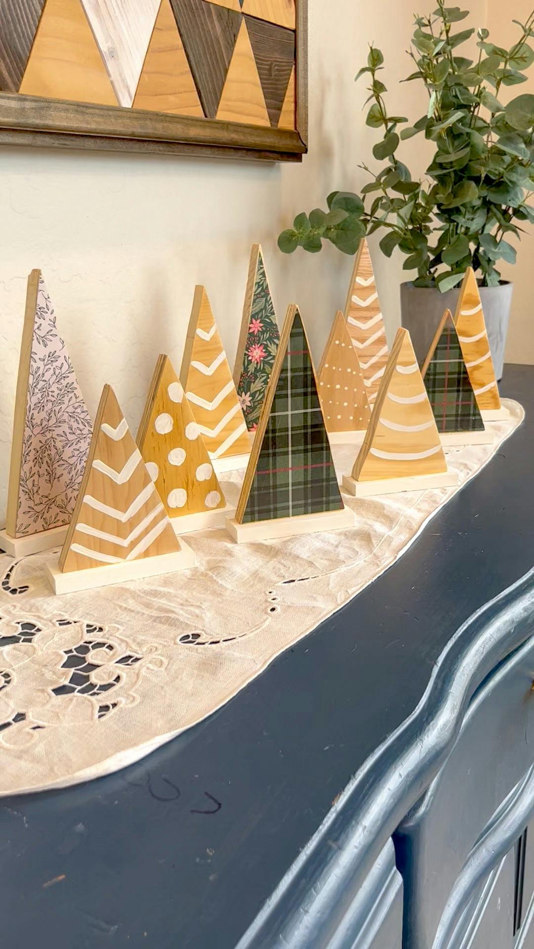 Handmade reversible wood Christmas trees