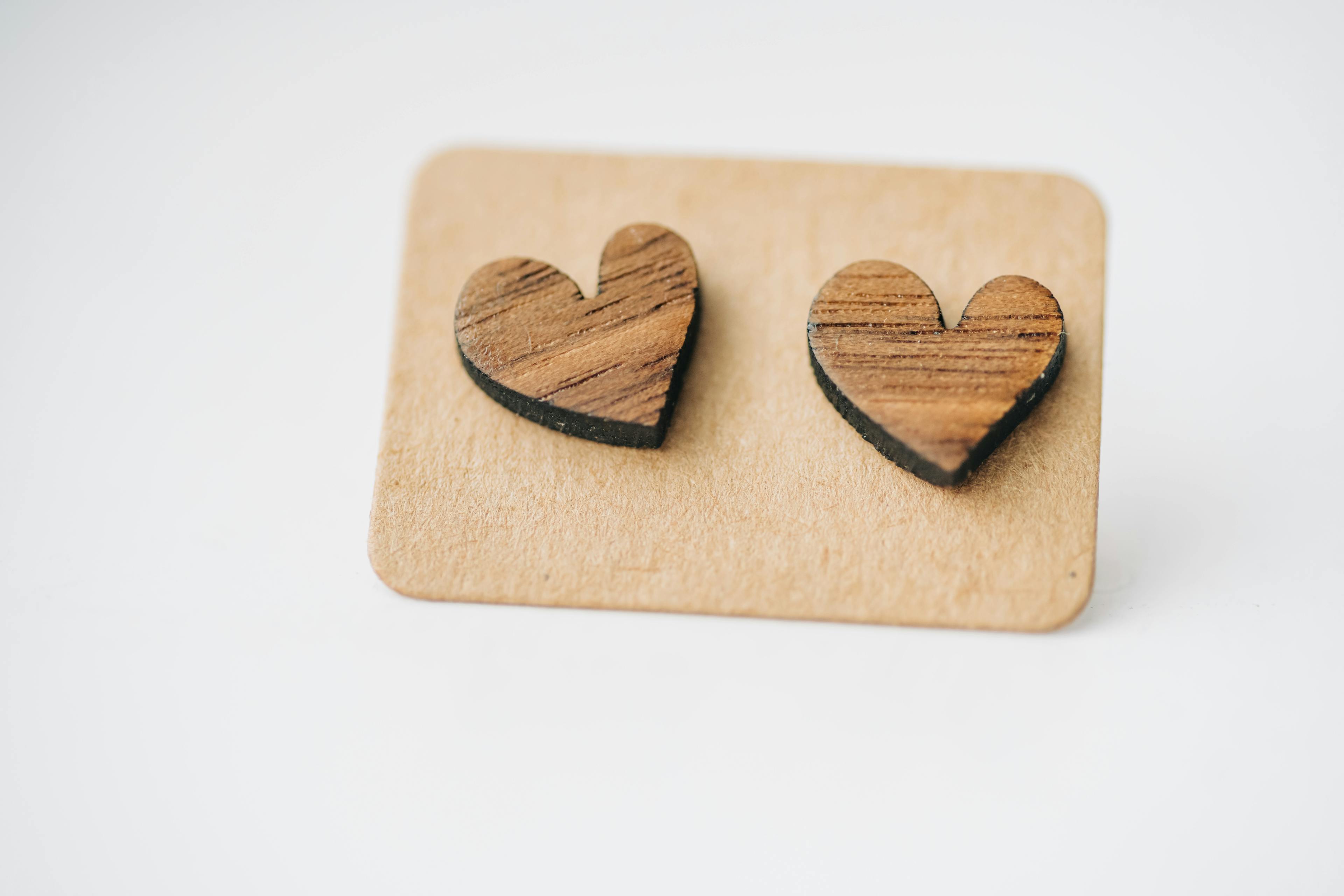 Wooden Heart Earrings 