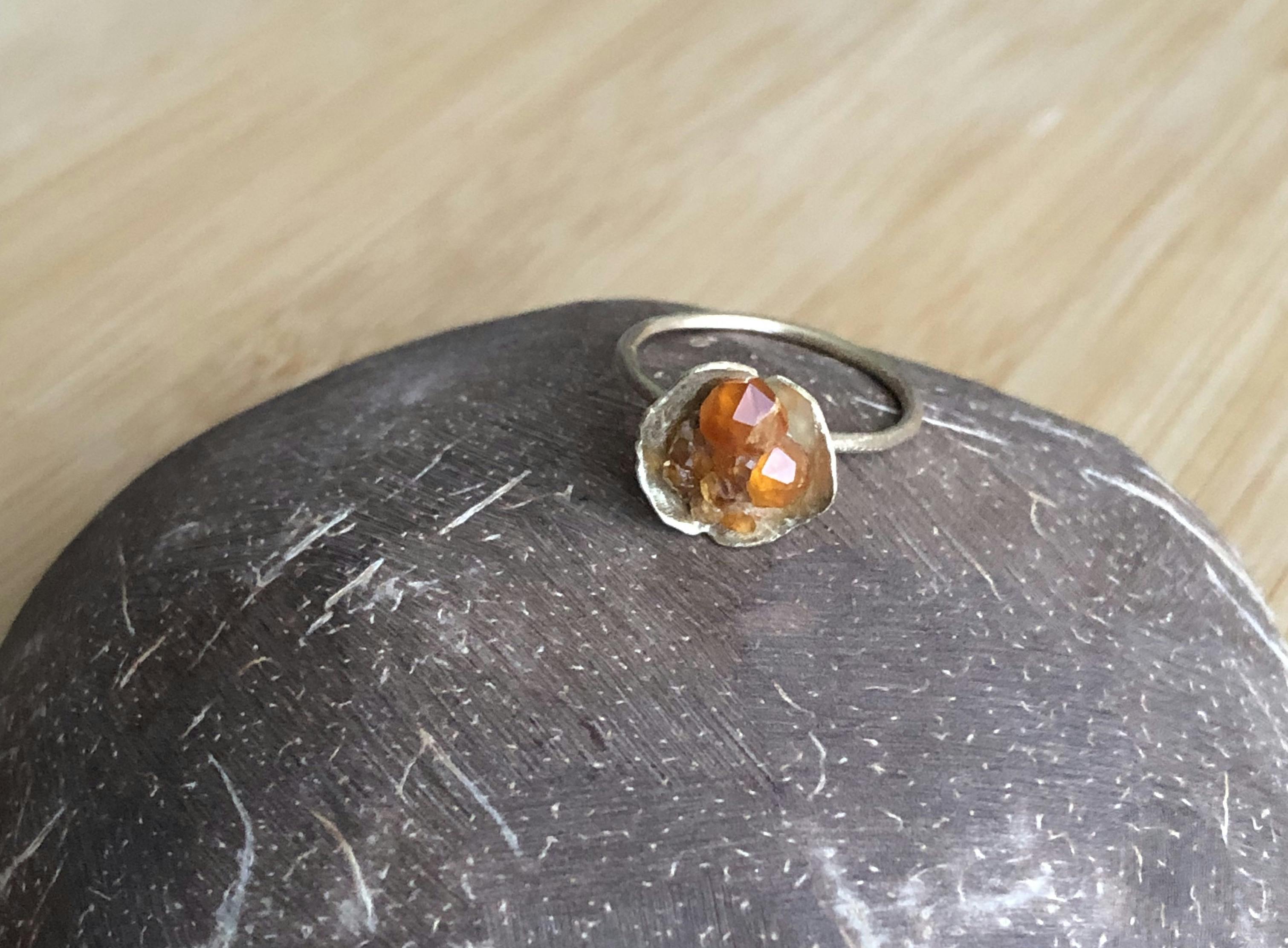 18kt. Gold Orange Sparserite Garnet Ring