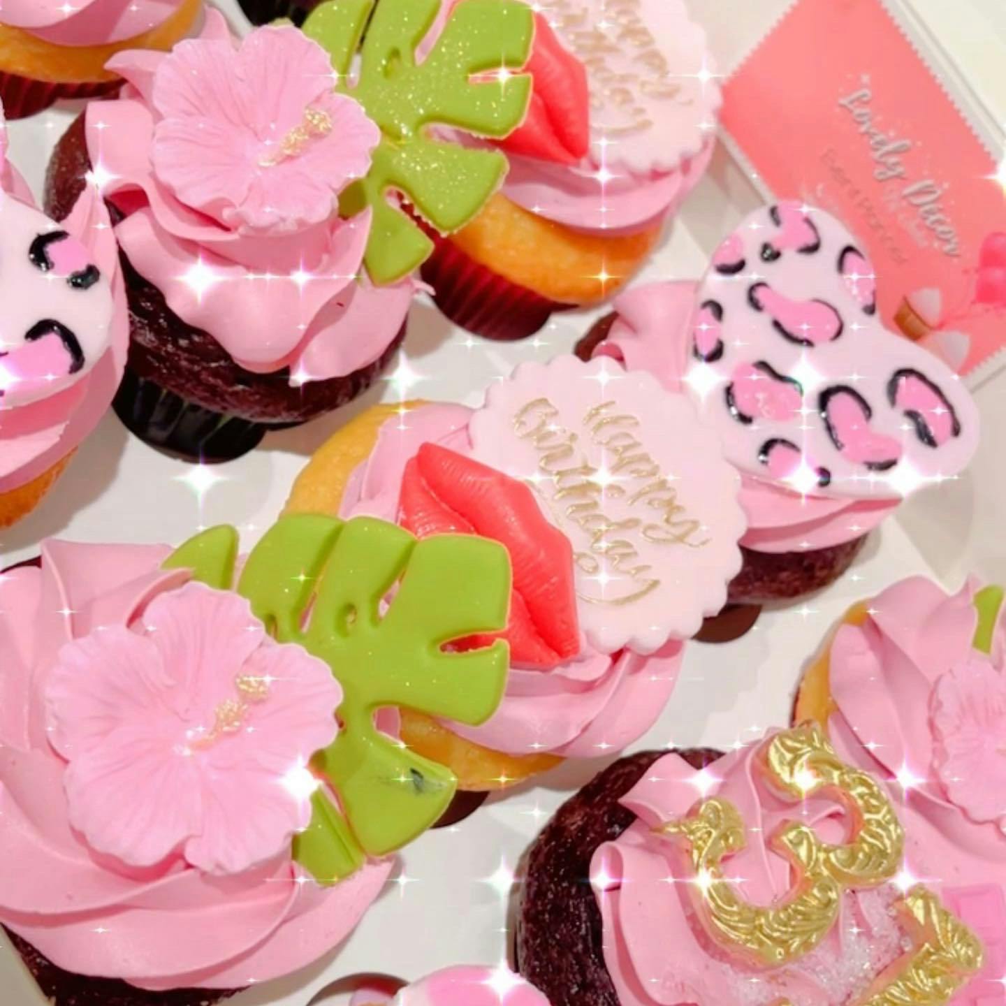 Tropical Pink Cheetah Print Themed Cupcakes 