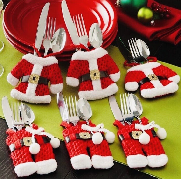 Cute Santa Cutlery Holder Pockets