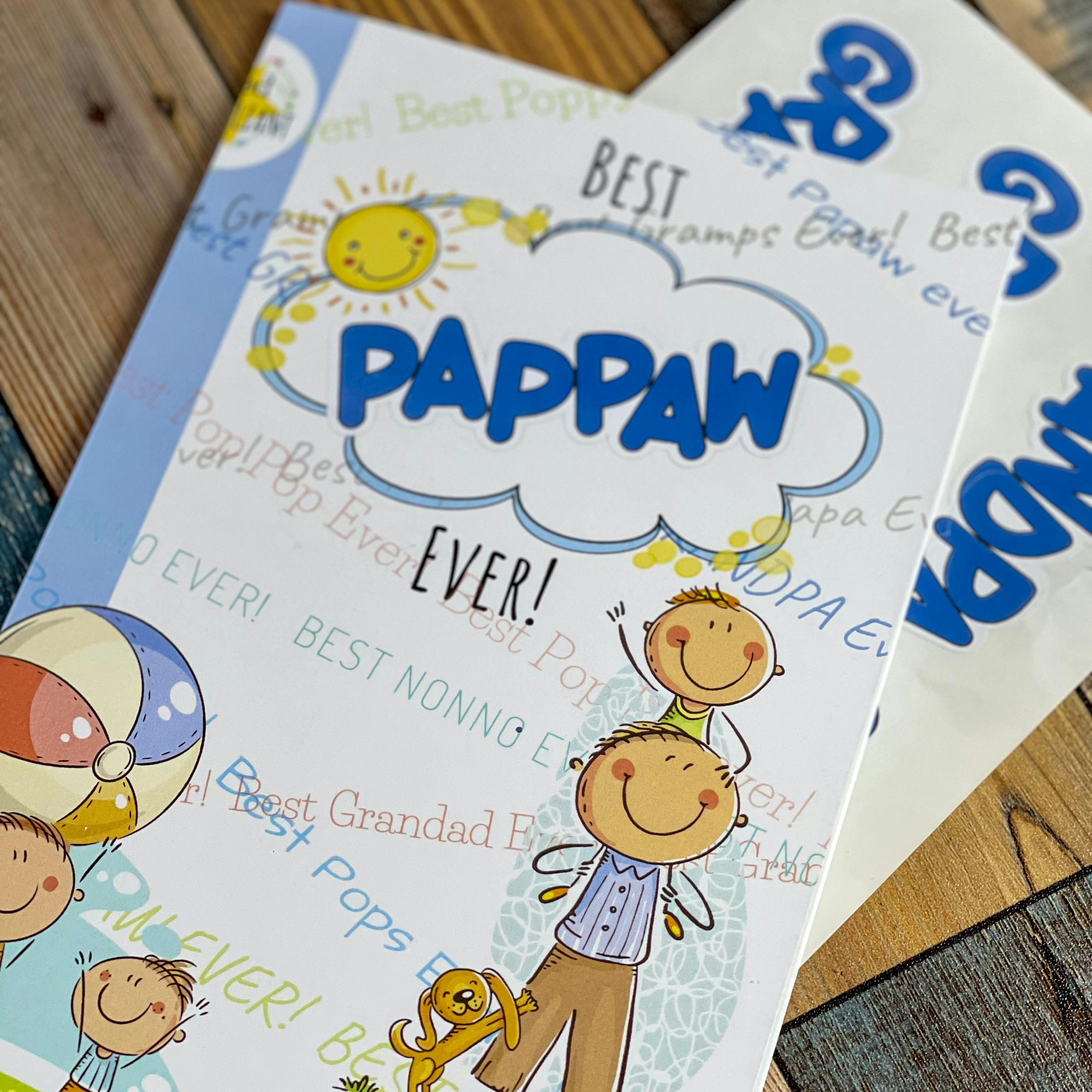 Beat Grandpa Ever book from kids w/name stickers