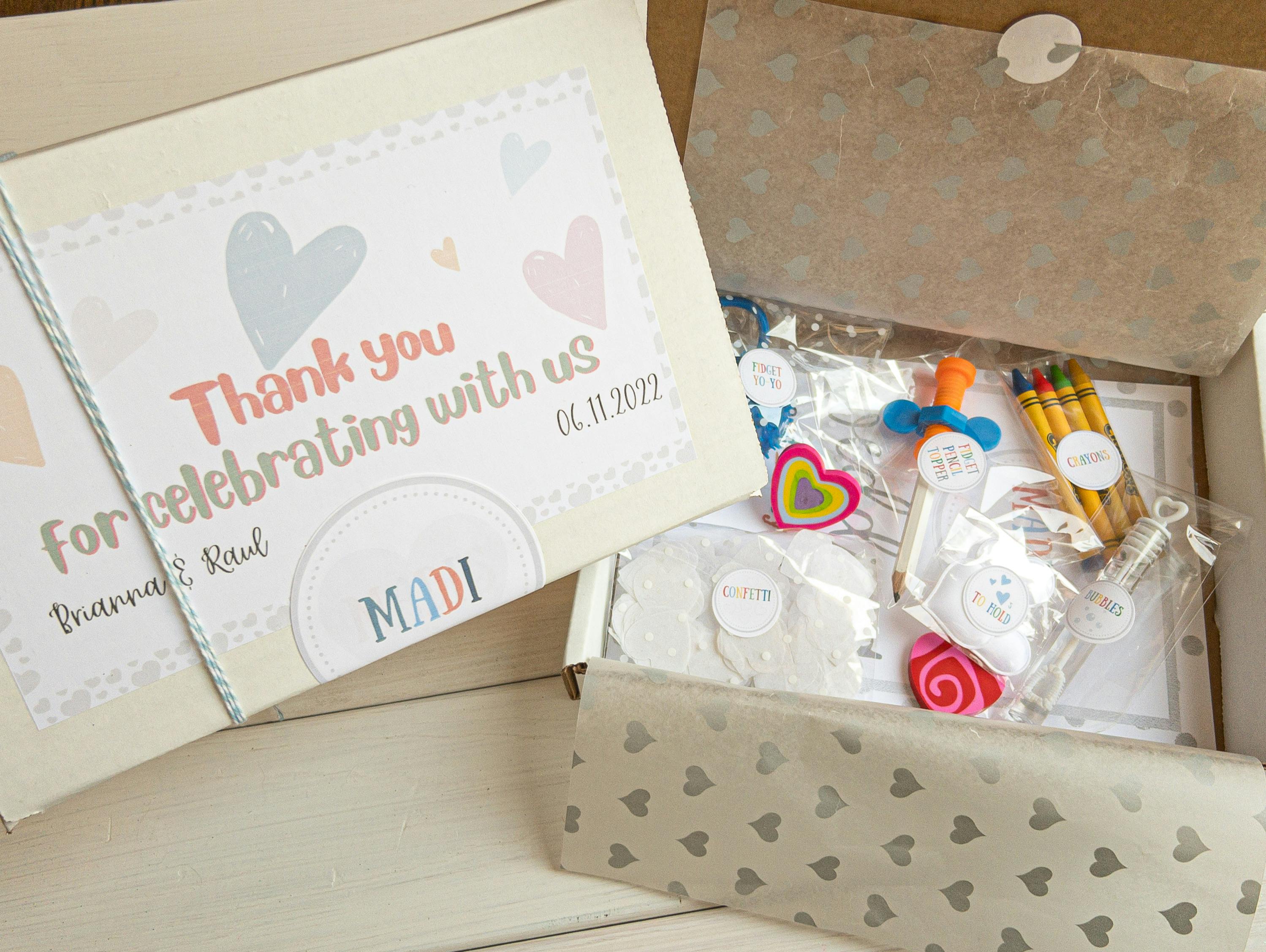 Personalized wedding themed busy box