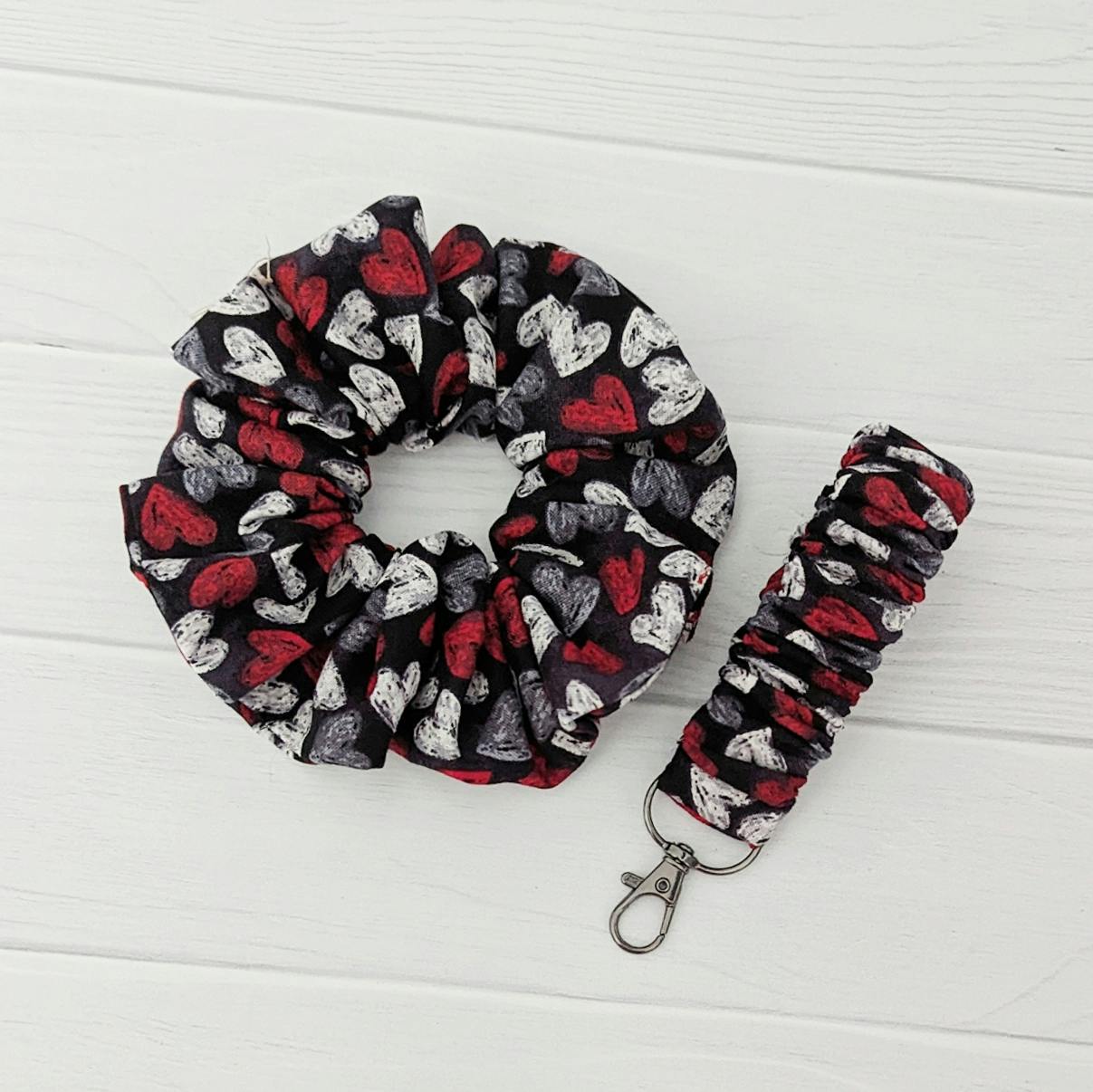Handmade Valentine's Scrunchie & Keychain Sets