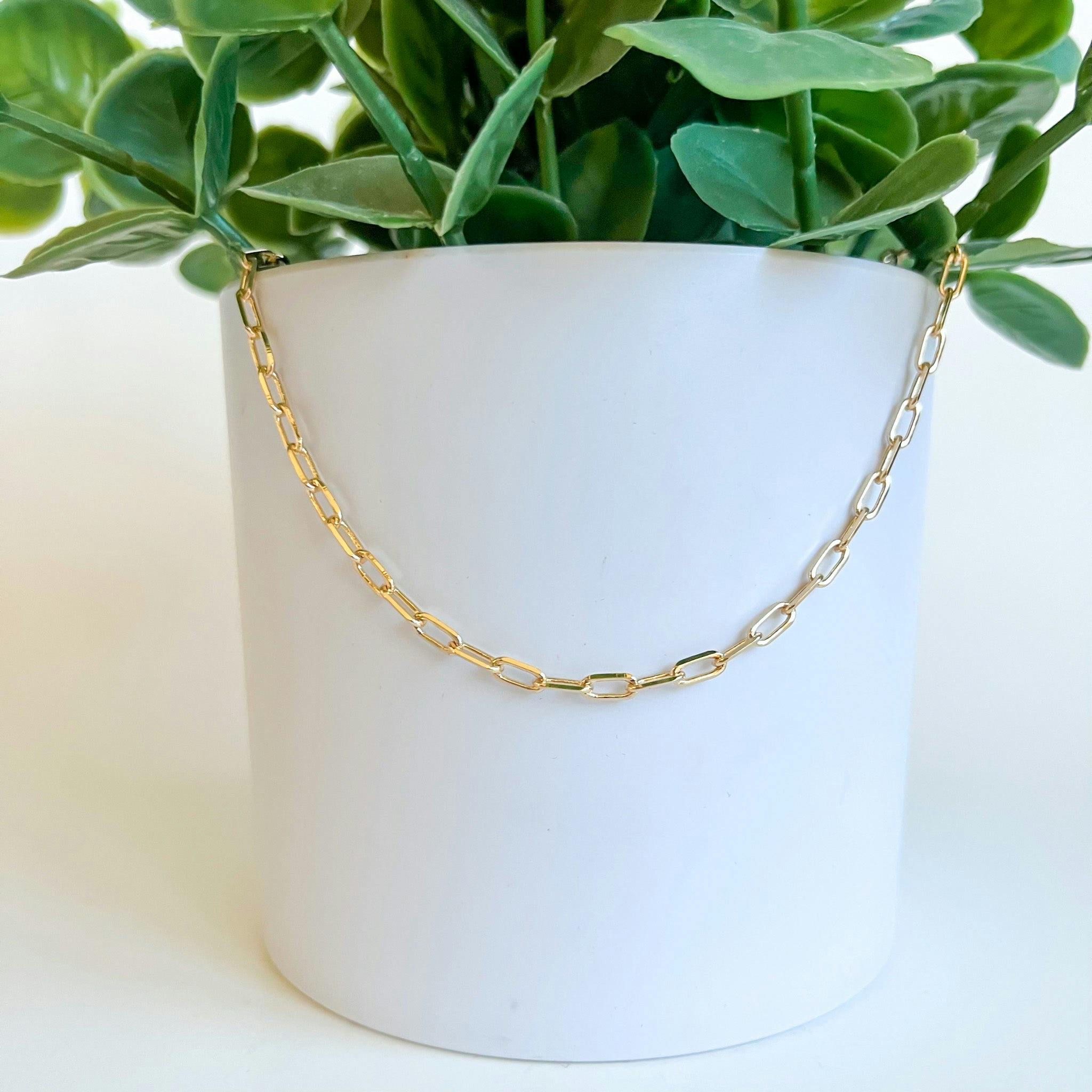 Mini Paper Clip Chain Necklace - Gold Filled