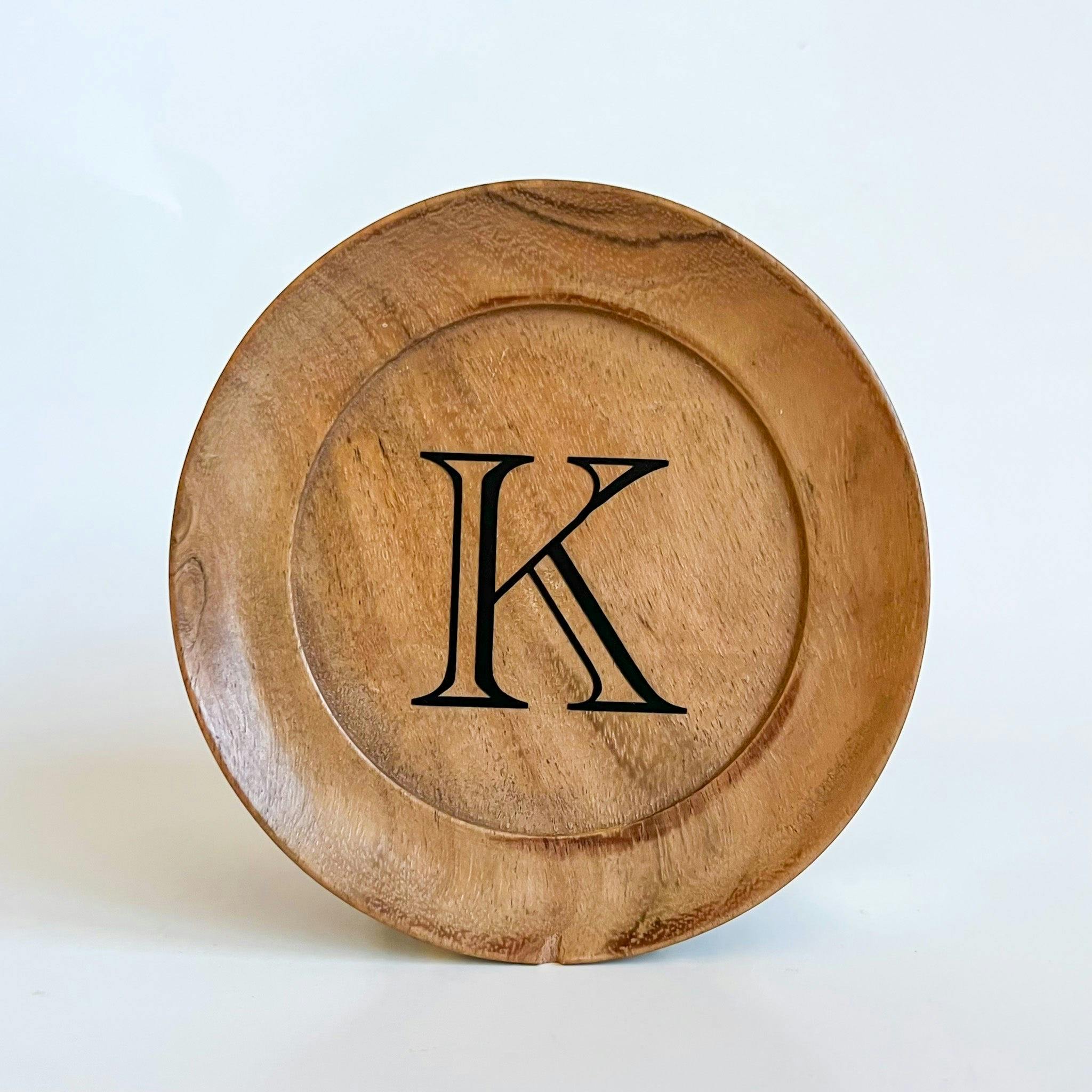 Personalized Initial Acacia Wood Jewelry Dish