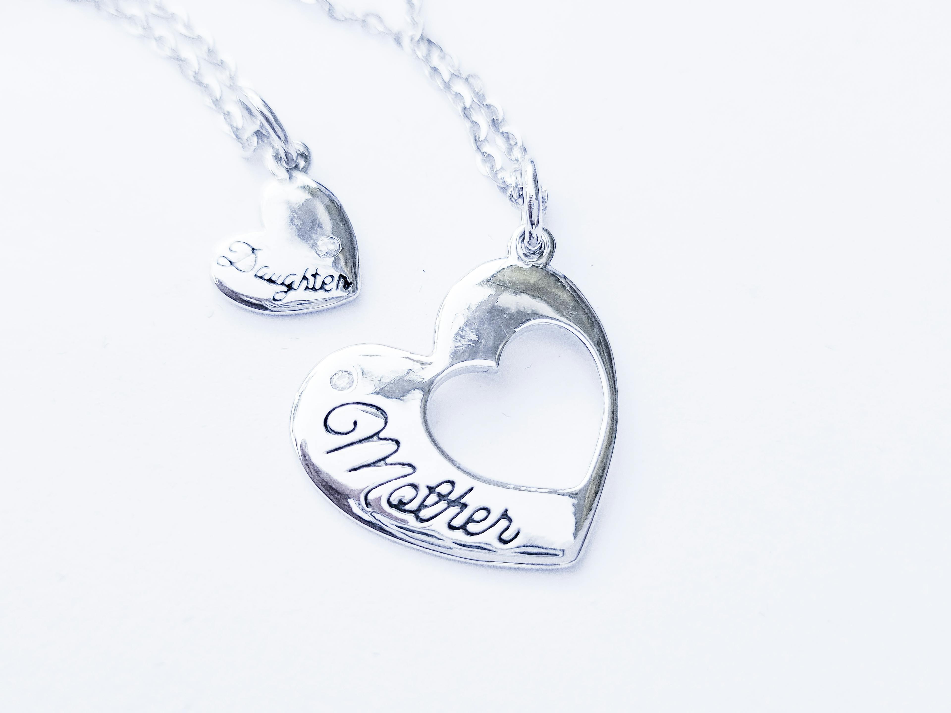 Mother and Daughter Sterling Silver Necklaces