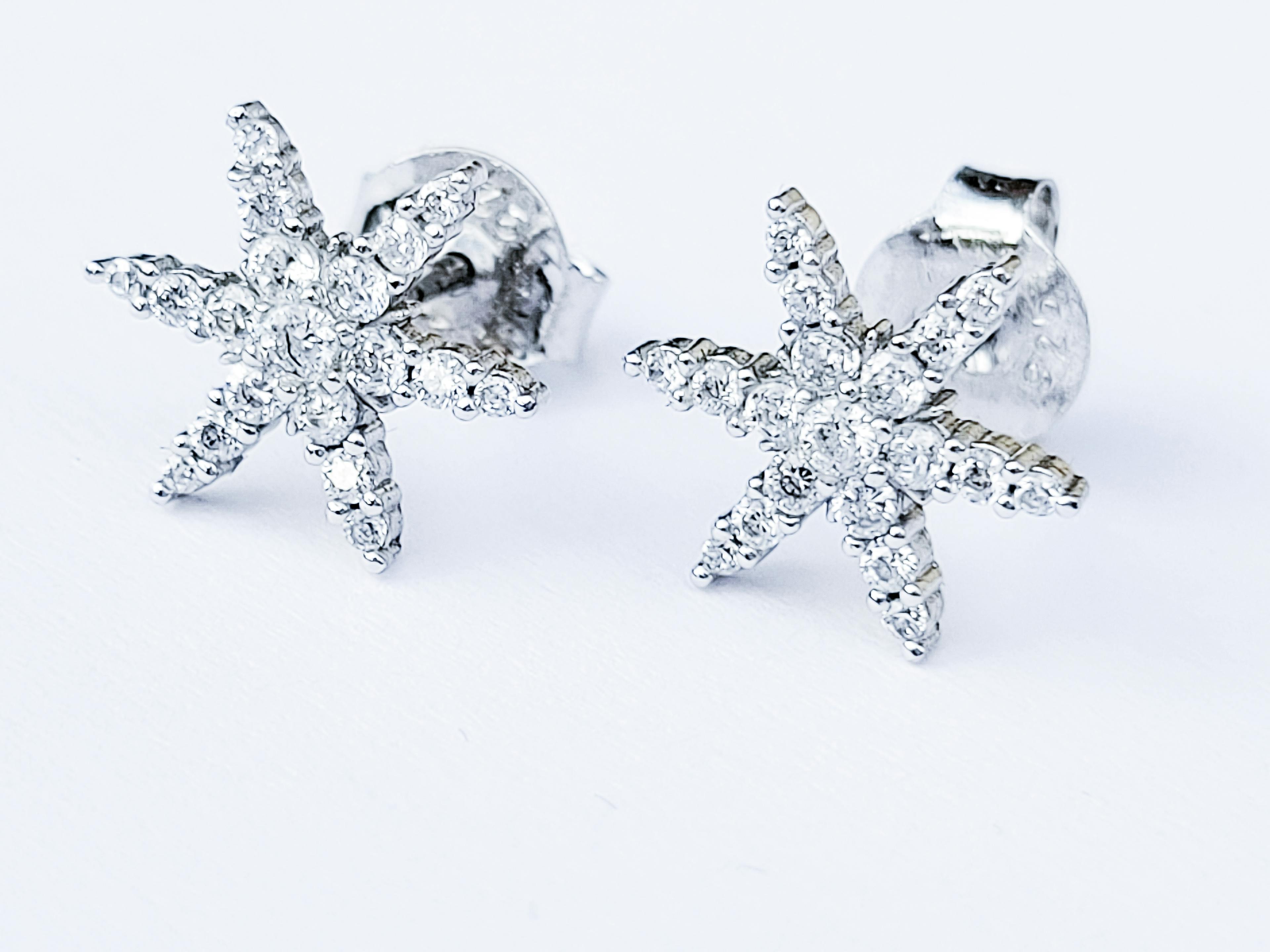 Sterling Silver and Zirconia Snowflake Earrings 
