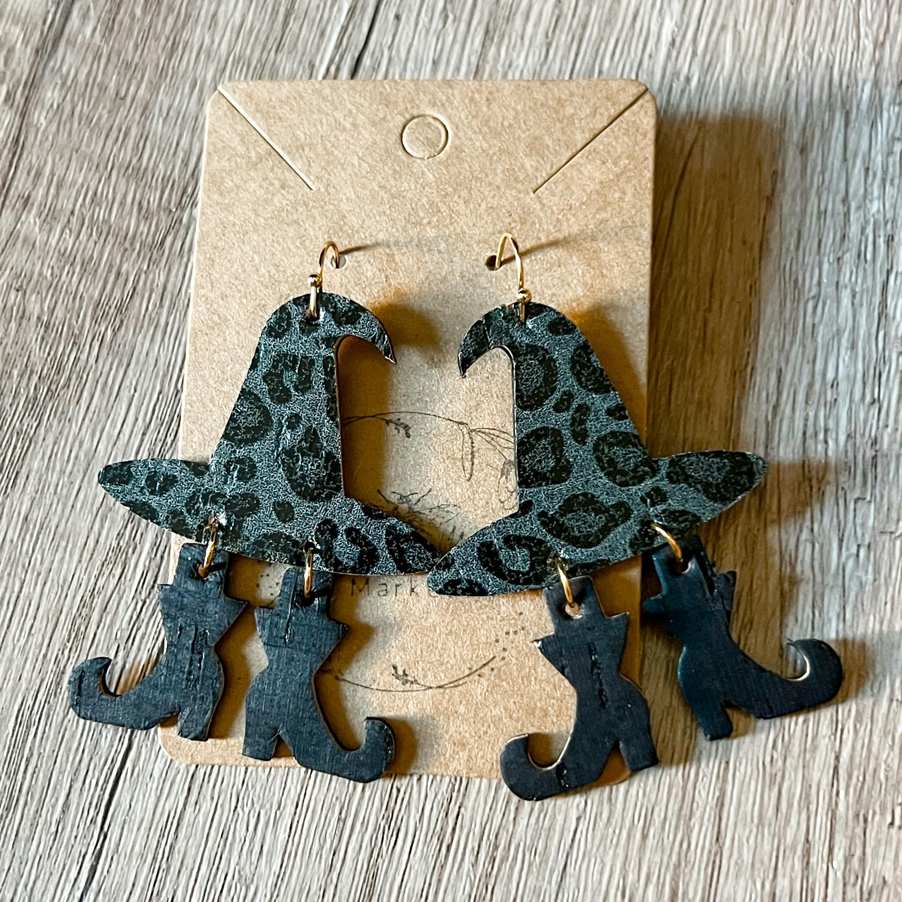 Handmade Witch Hat & Boot Earrings