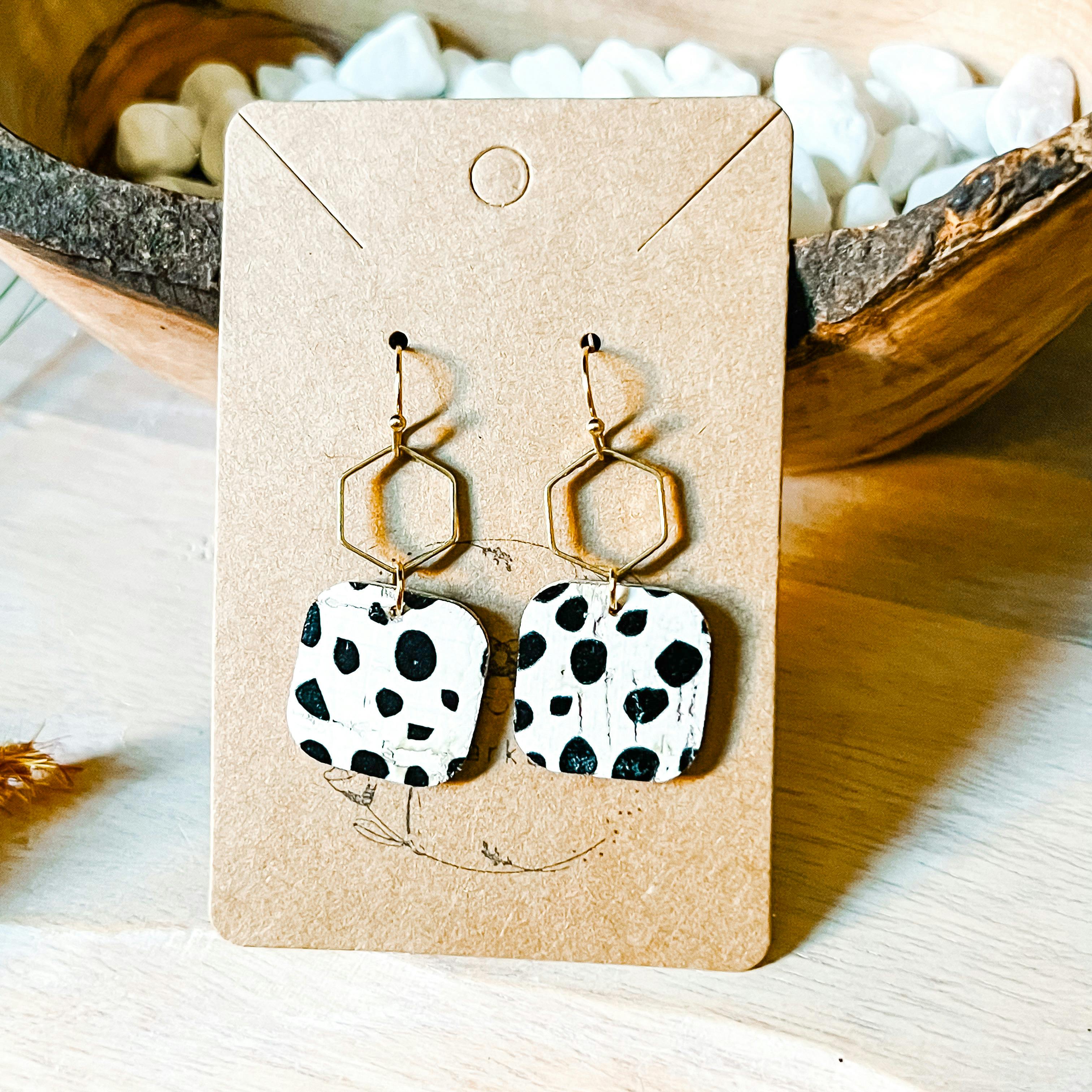 Dalmatian Hexagon Earrings