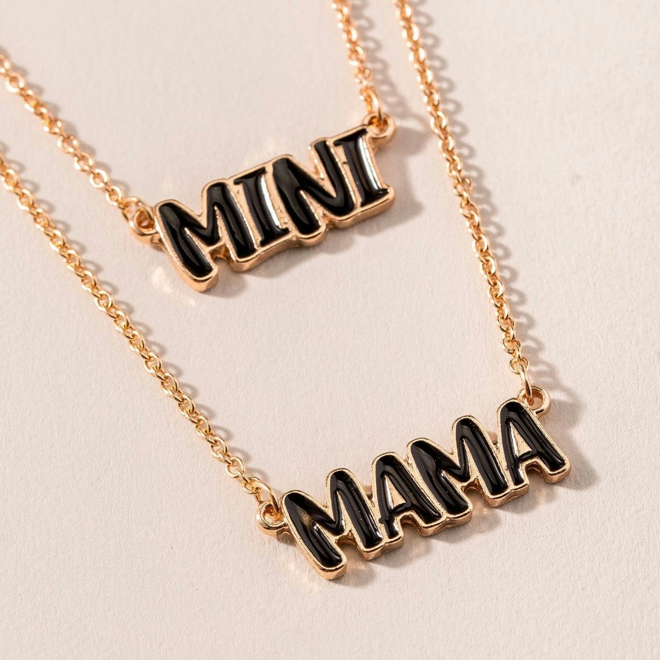 Black Mama and Mini Necklace Set