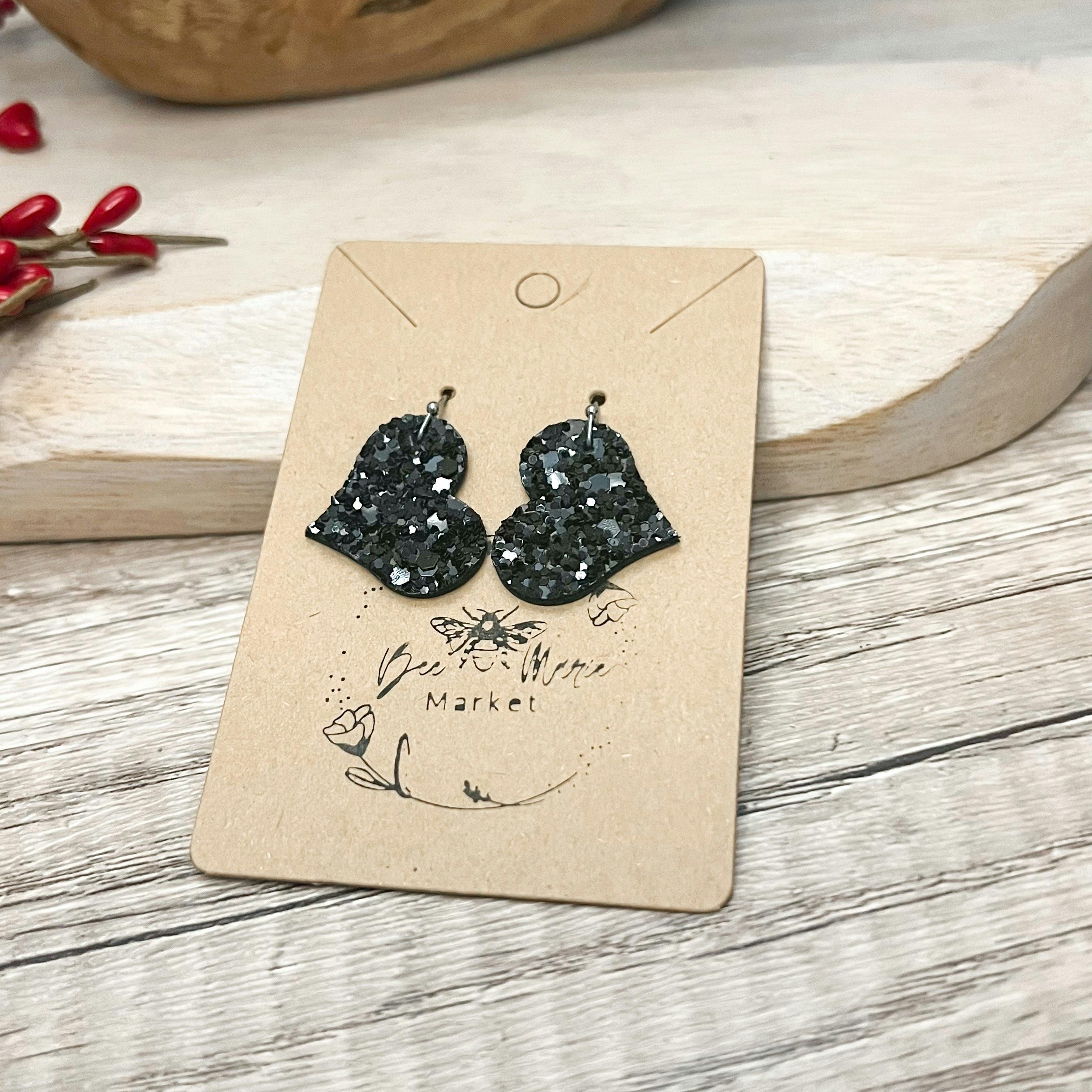 Rebecca Black Glitter Heart Earrings