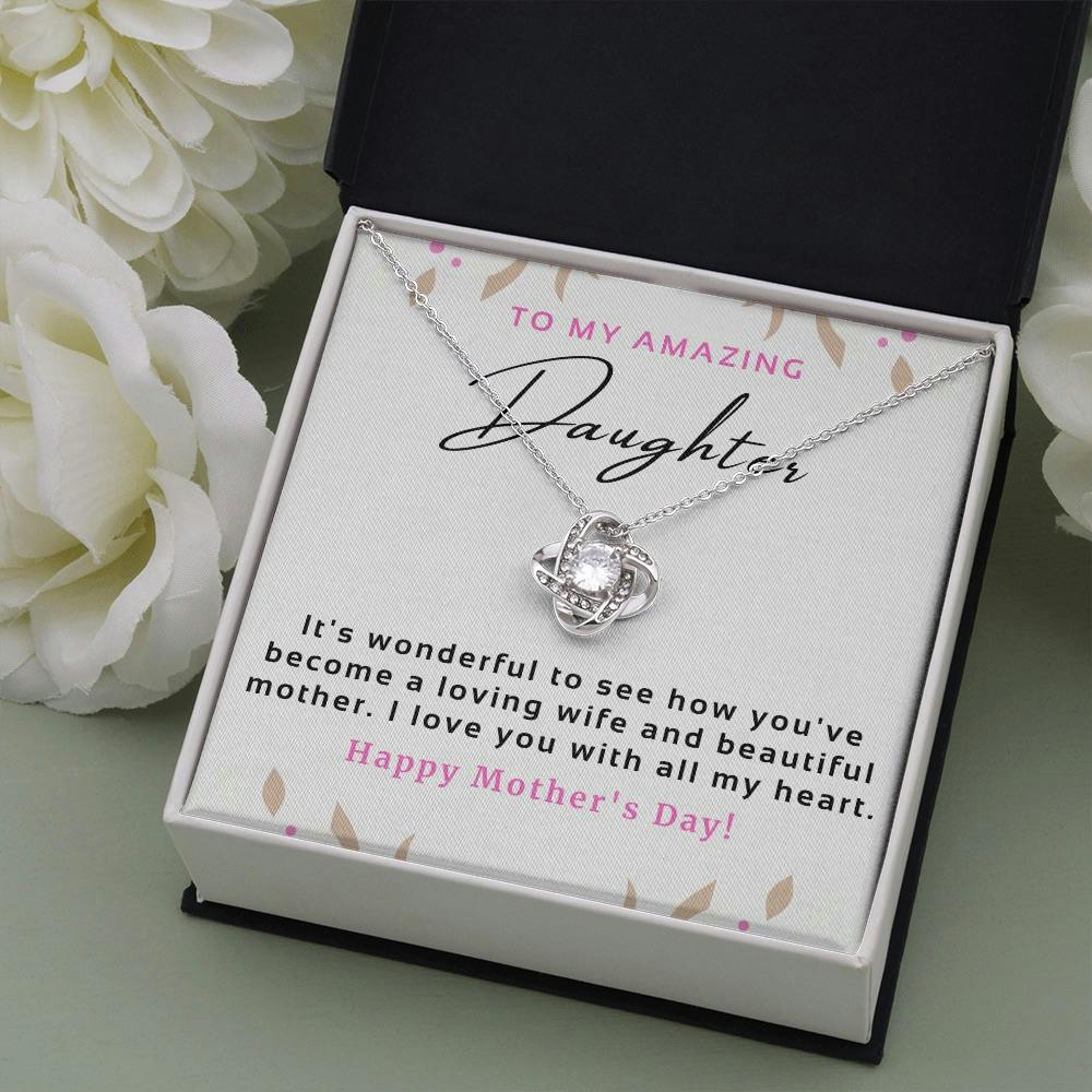 For Daughter Love Knot 14k White Gold Necklace