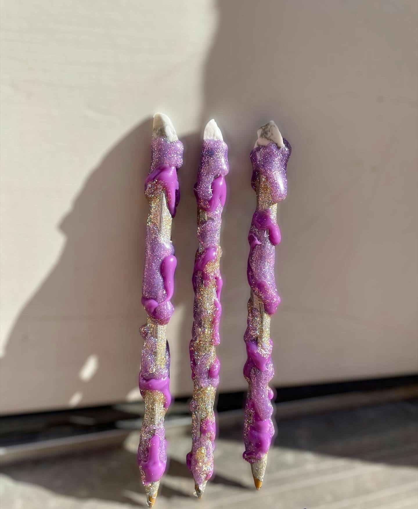 Purple Glitter Crystal Wand Pen 