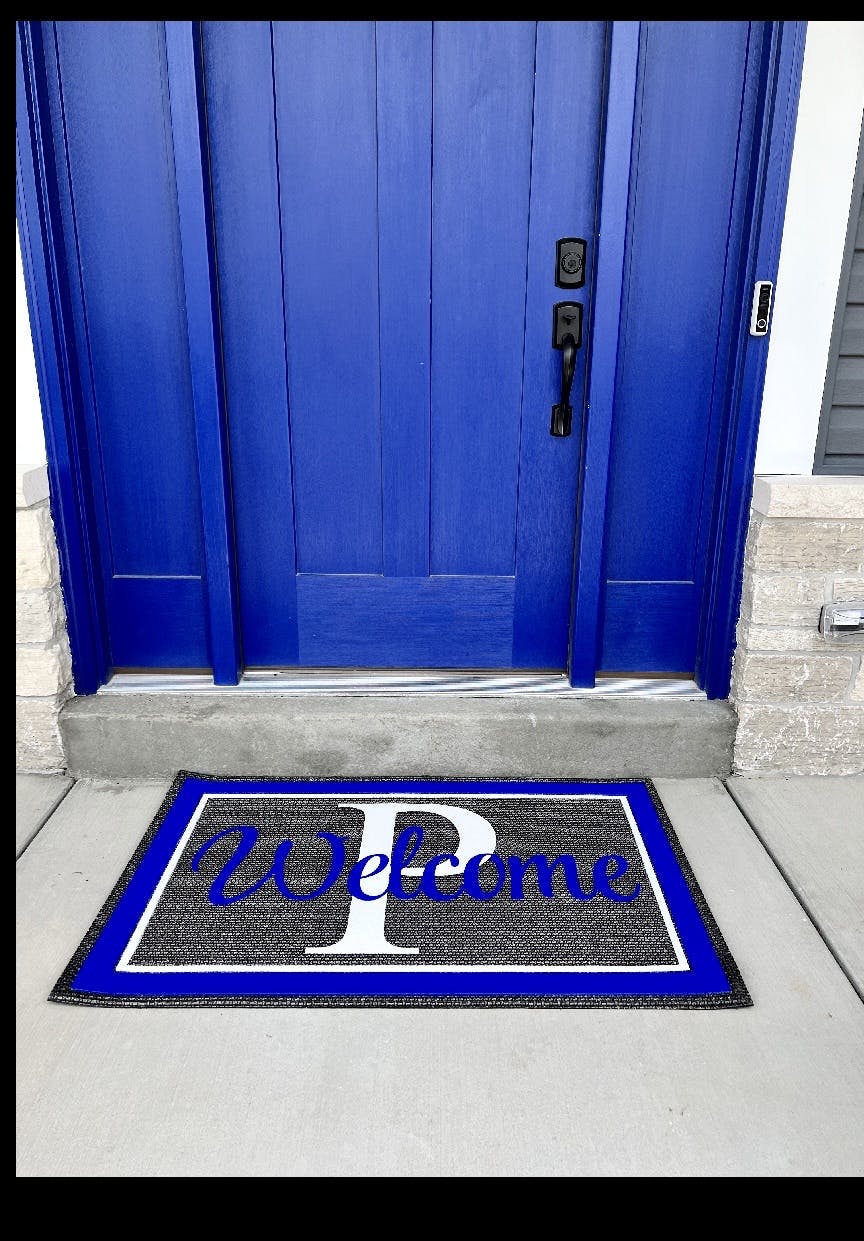 Welcome Doormat XL large initial custom color text