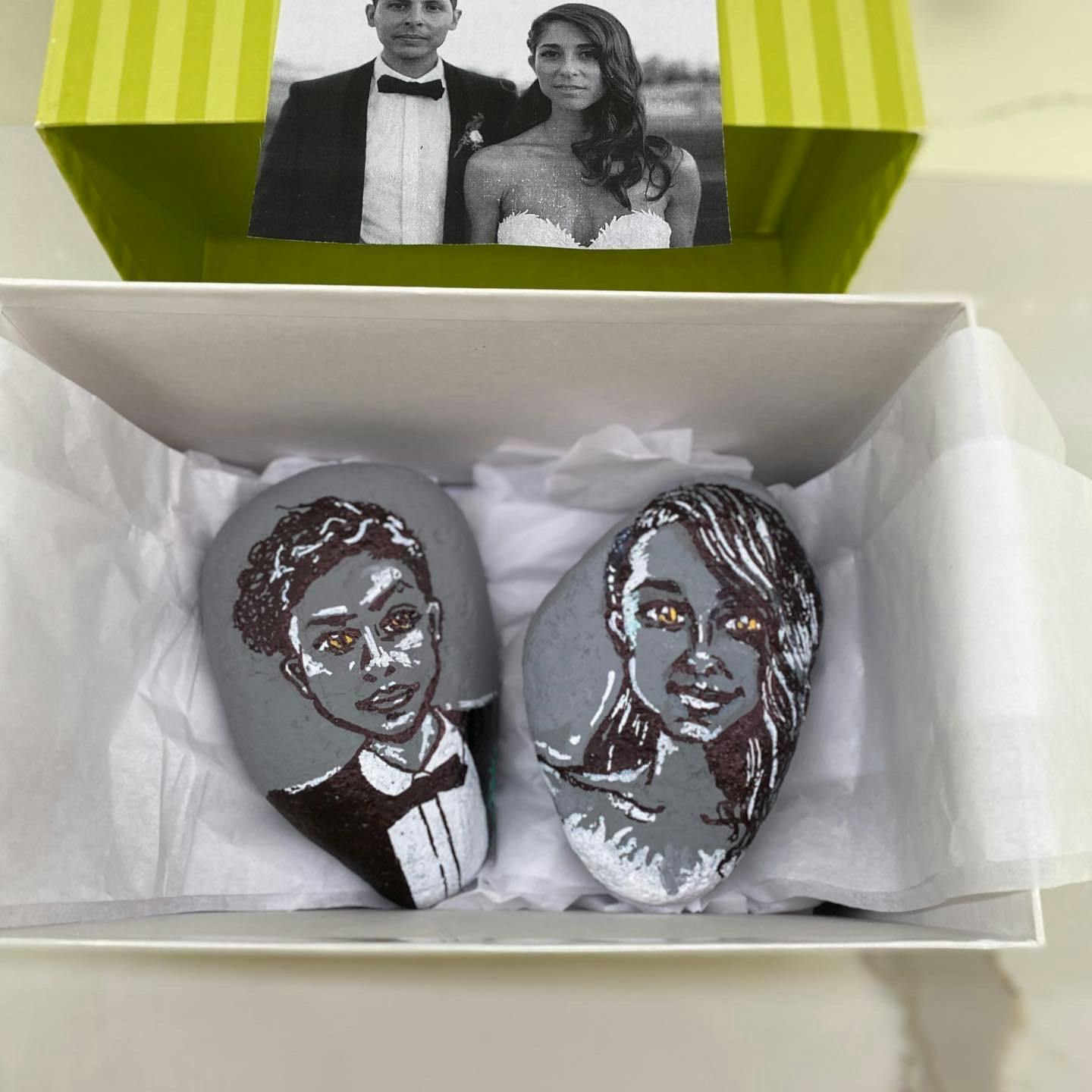 Wedding rocks- custom portraits on rocks 