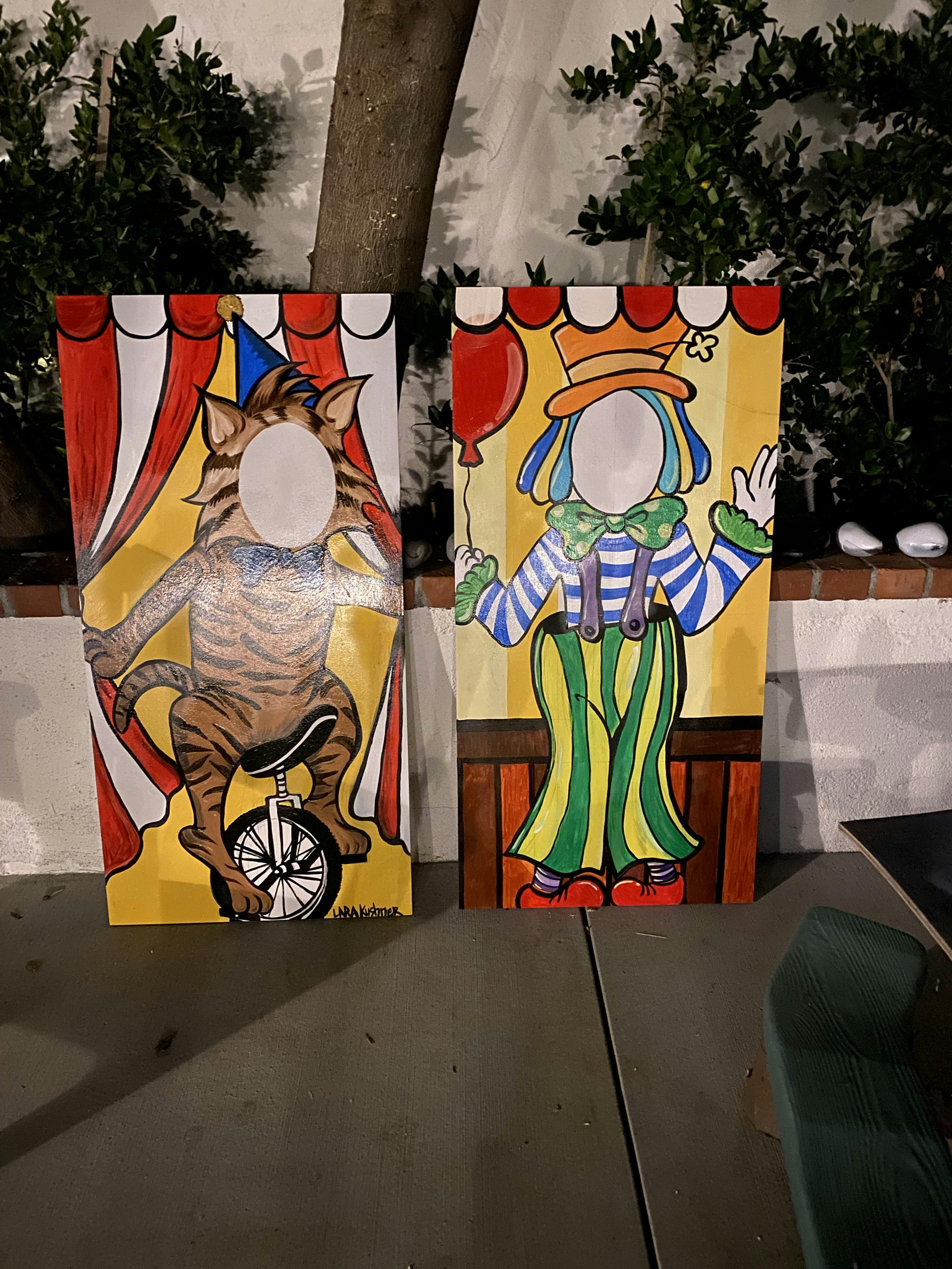 Hand painted circus themed wood panels (each)