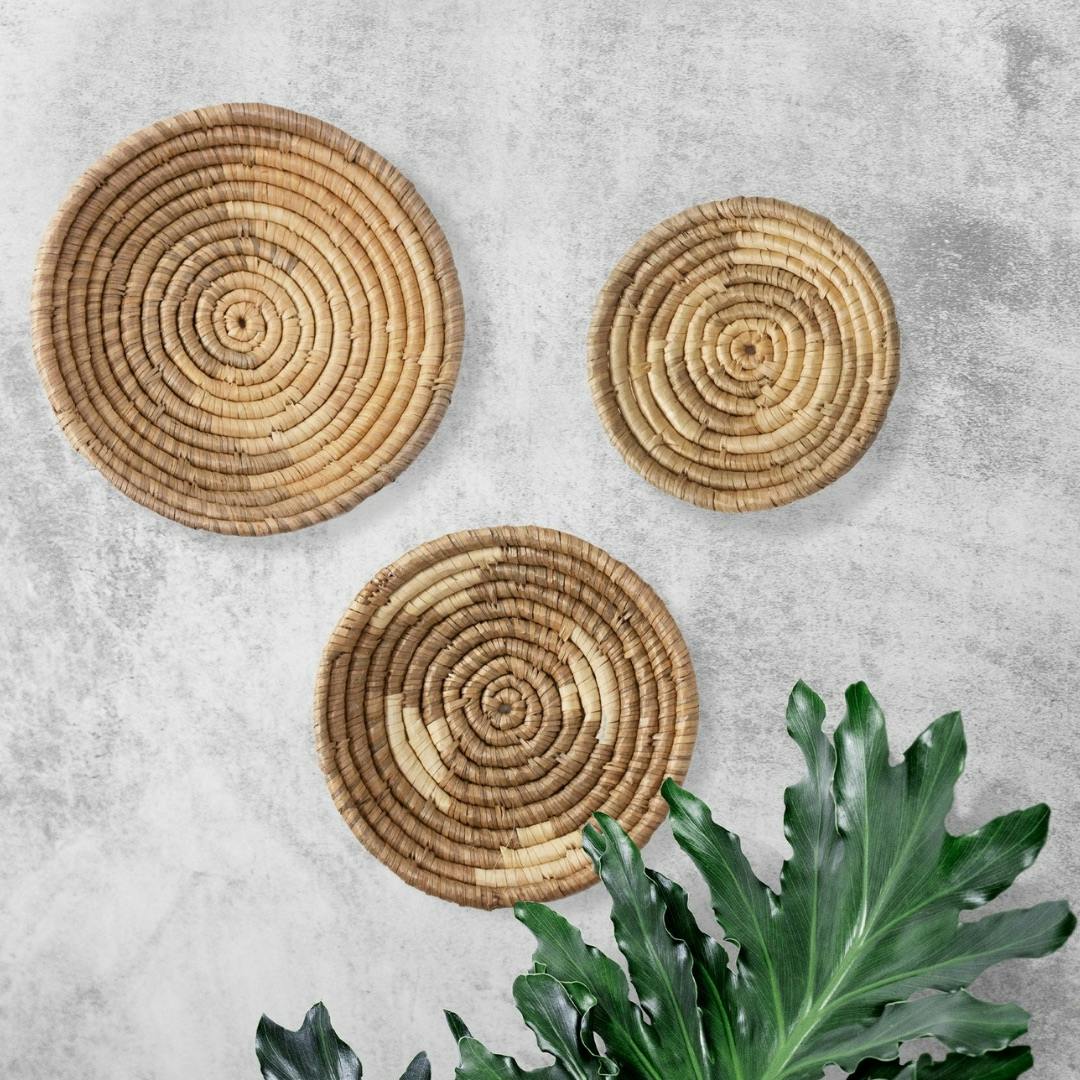 Handwoven Seagrass Wall Basket Set / Natural