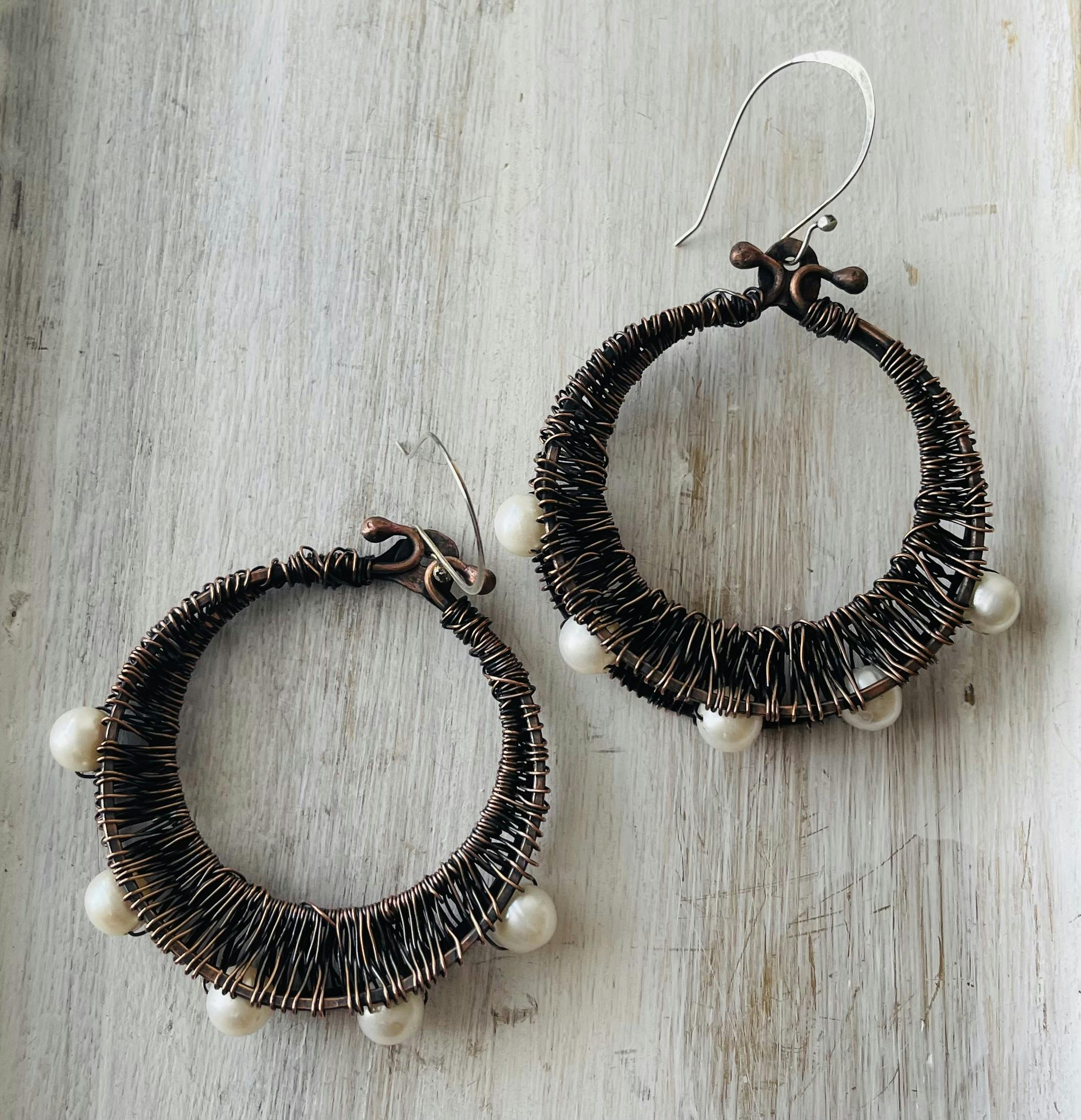 Pearl Basket Earrings 