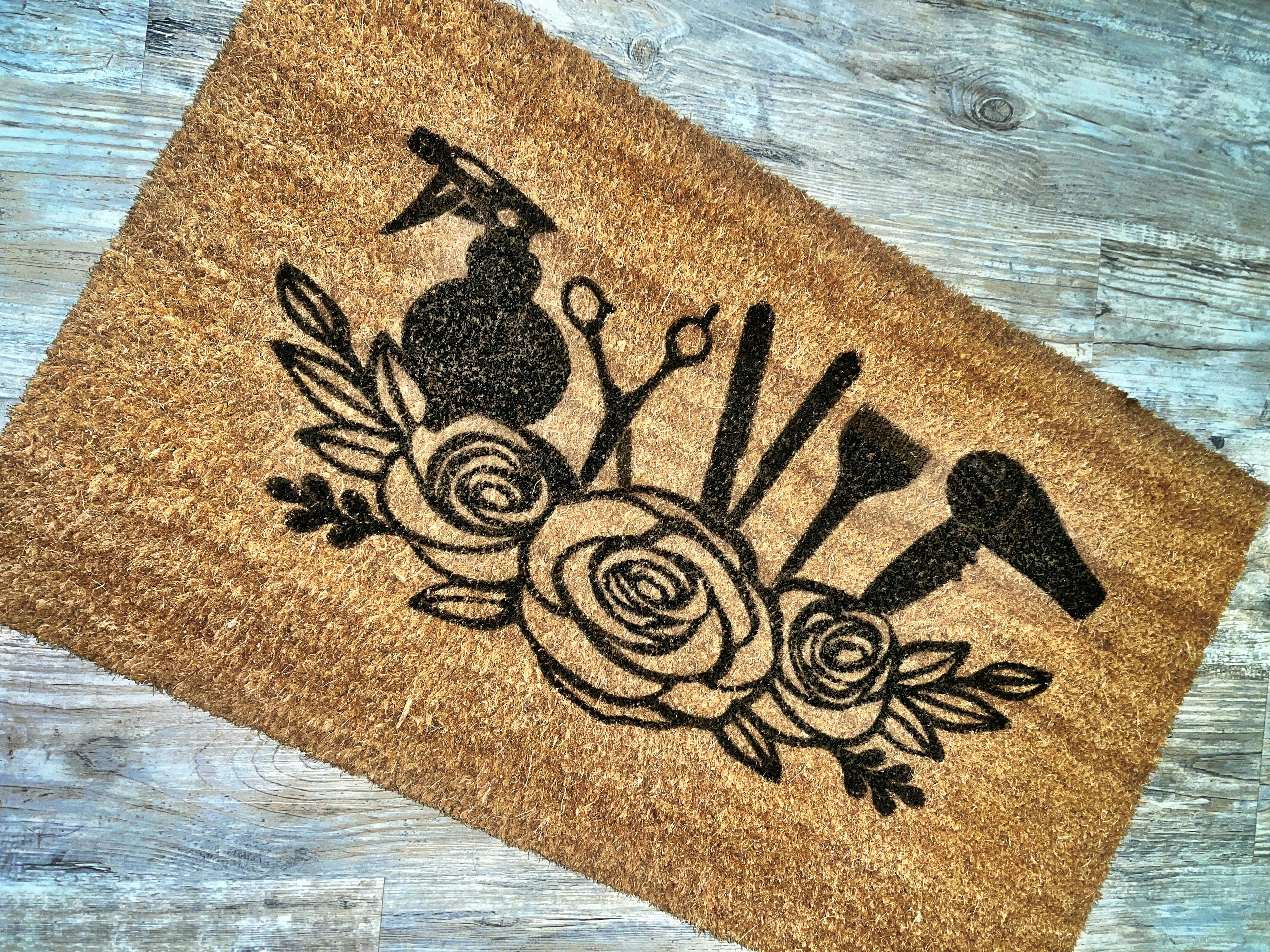 Hairstylist Tools Floral Welcome Mat
