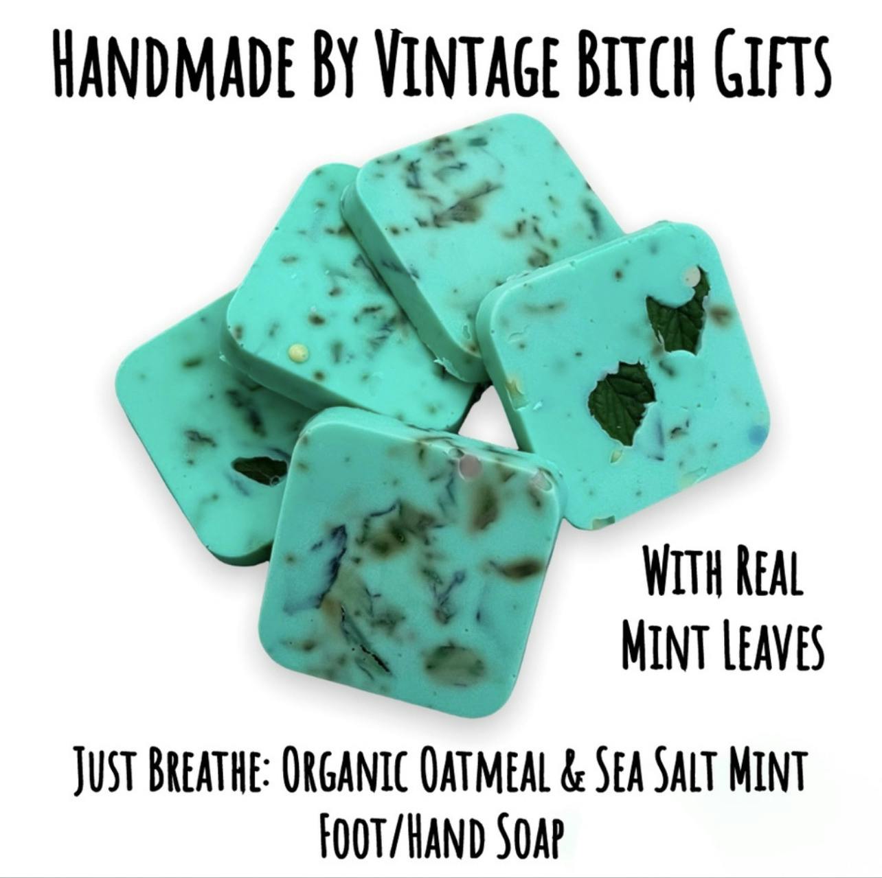 Handmade Just Breathe Organic Mint Oatmeal Soap