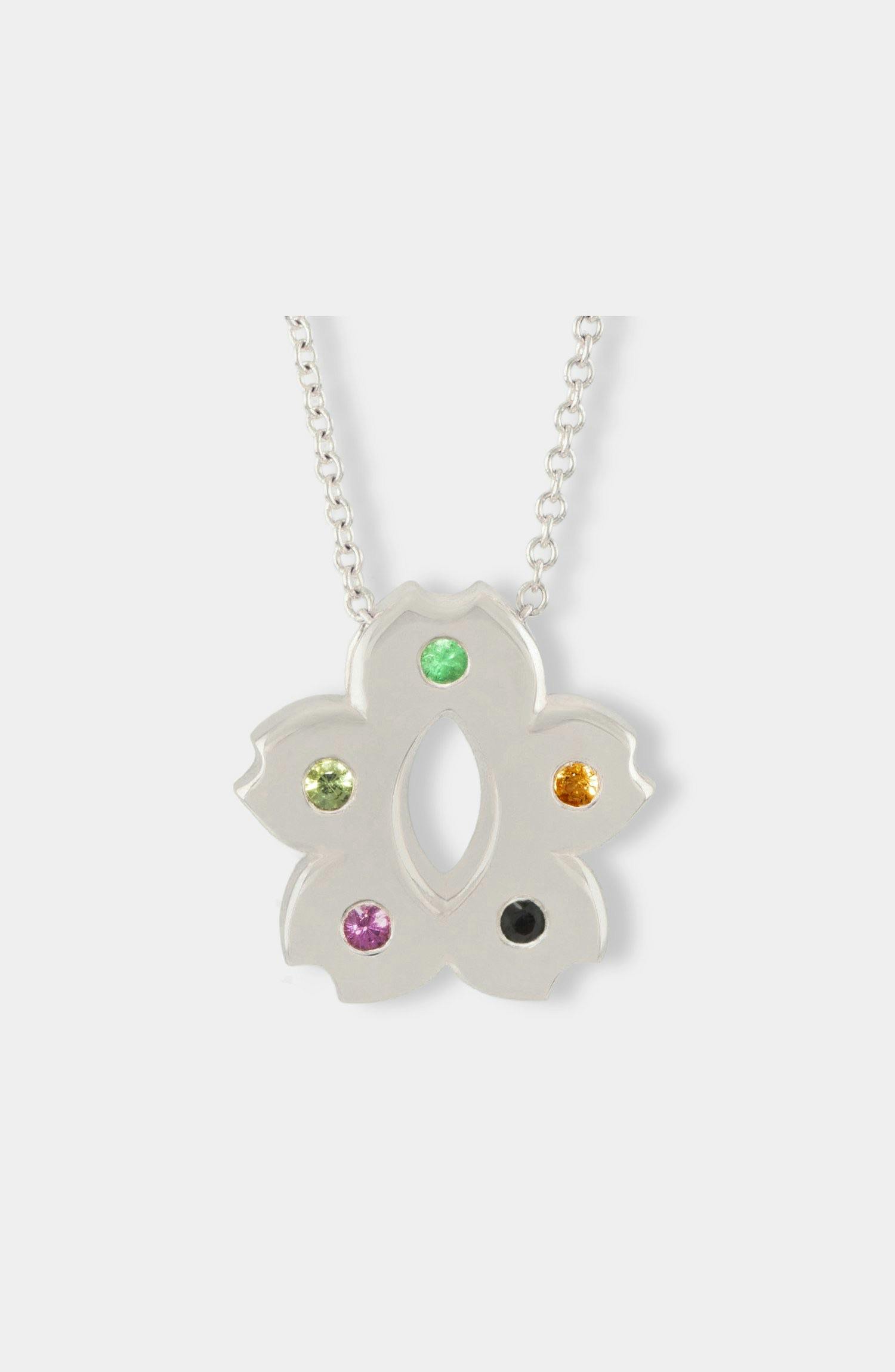 SILVER ASTROLOGICAL CHART FLOWER NECKLACE 