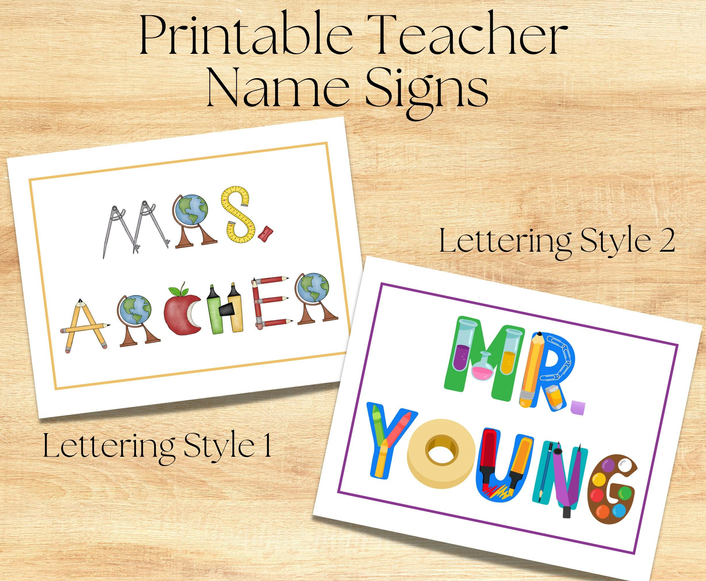 Printable teacher name sign