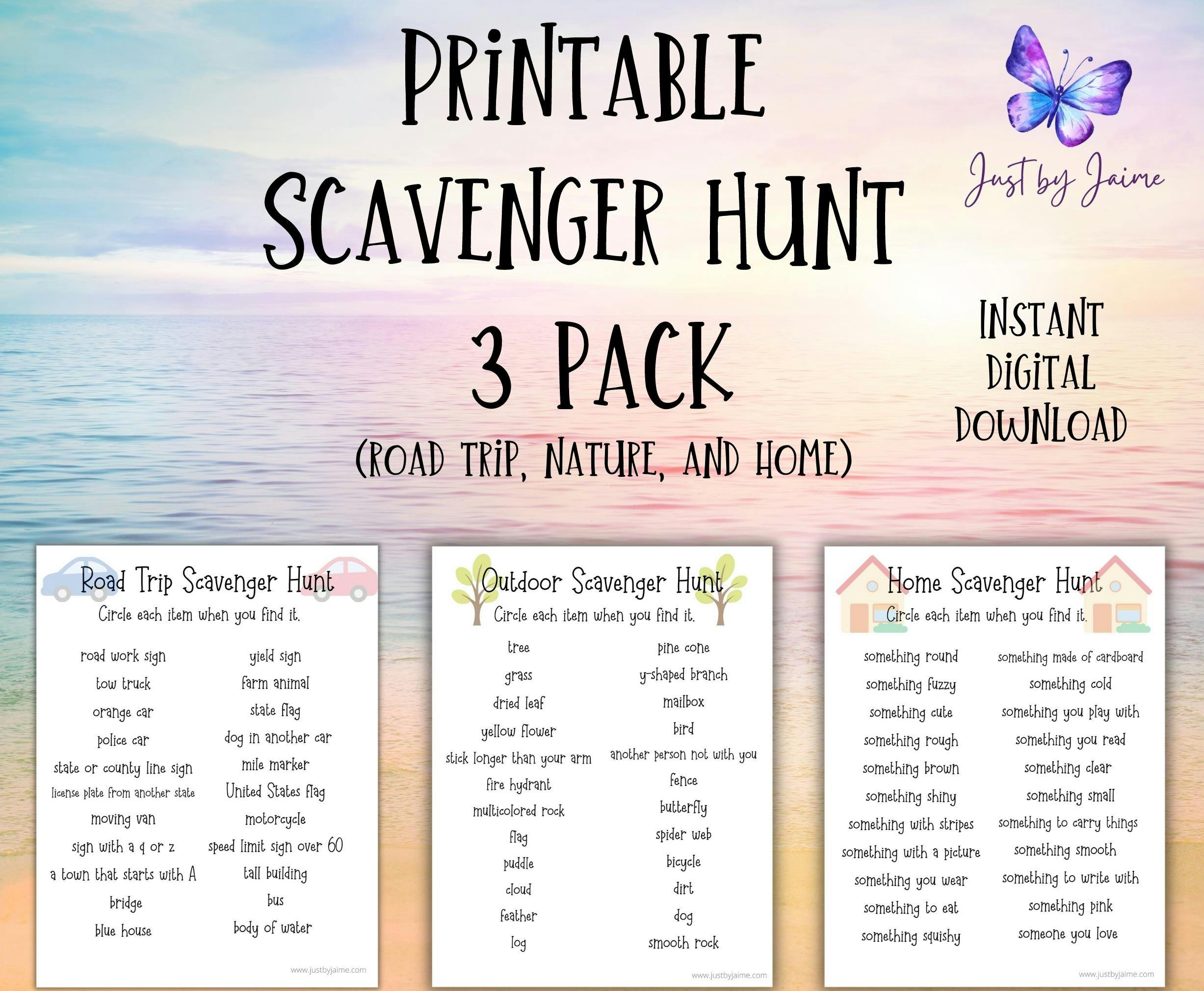 Printable scavenger hunt 3 pack 