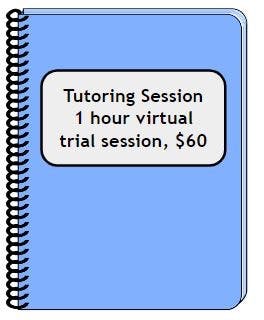 Tutoring Session - 1 hour virtual trial $60
