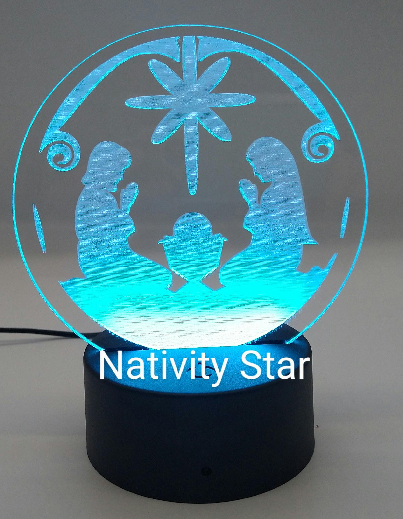 Multi Color Engraved Acrylic Night Light Nativity