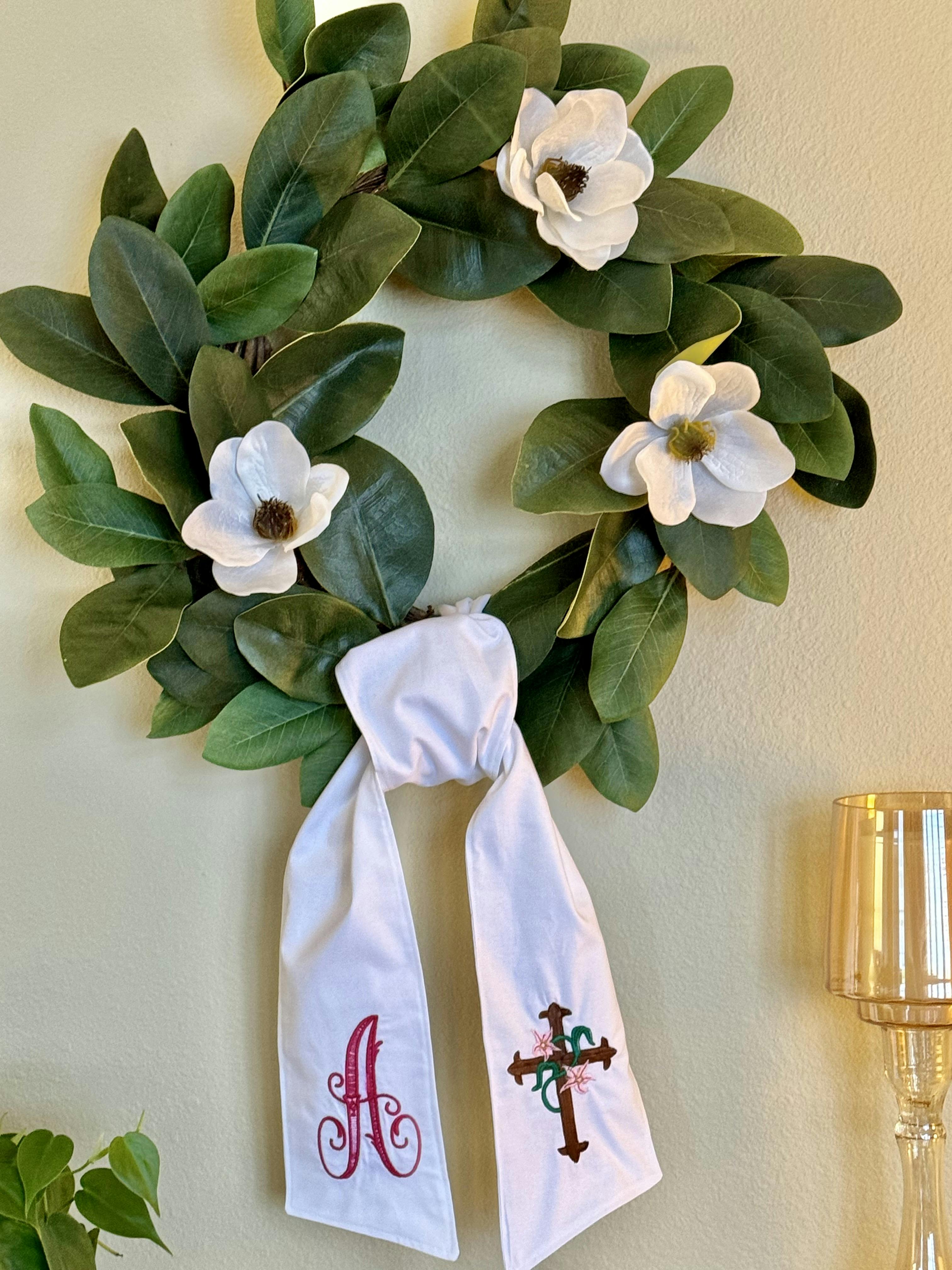 Custom and personalized wreath sashes, wreath ties