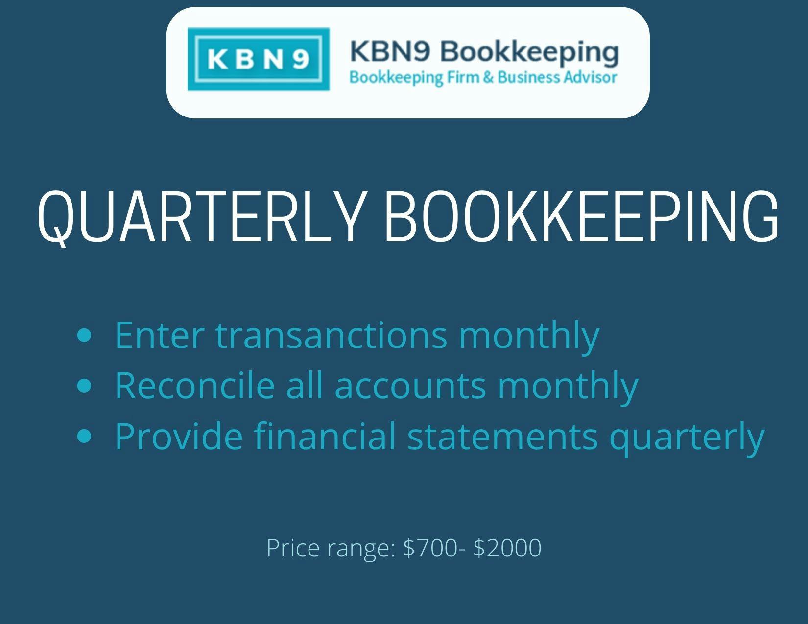 Quarterly Bookkeeping 