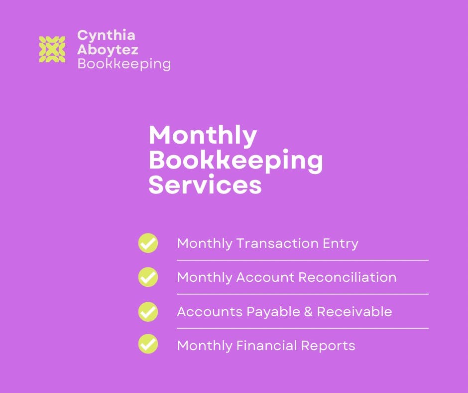 Monthly Bookkeeping Services (Small Businesses)