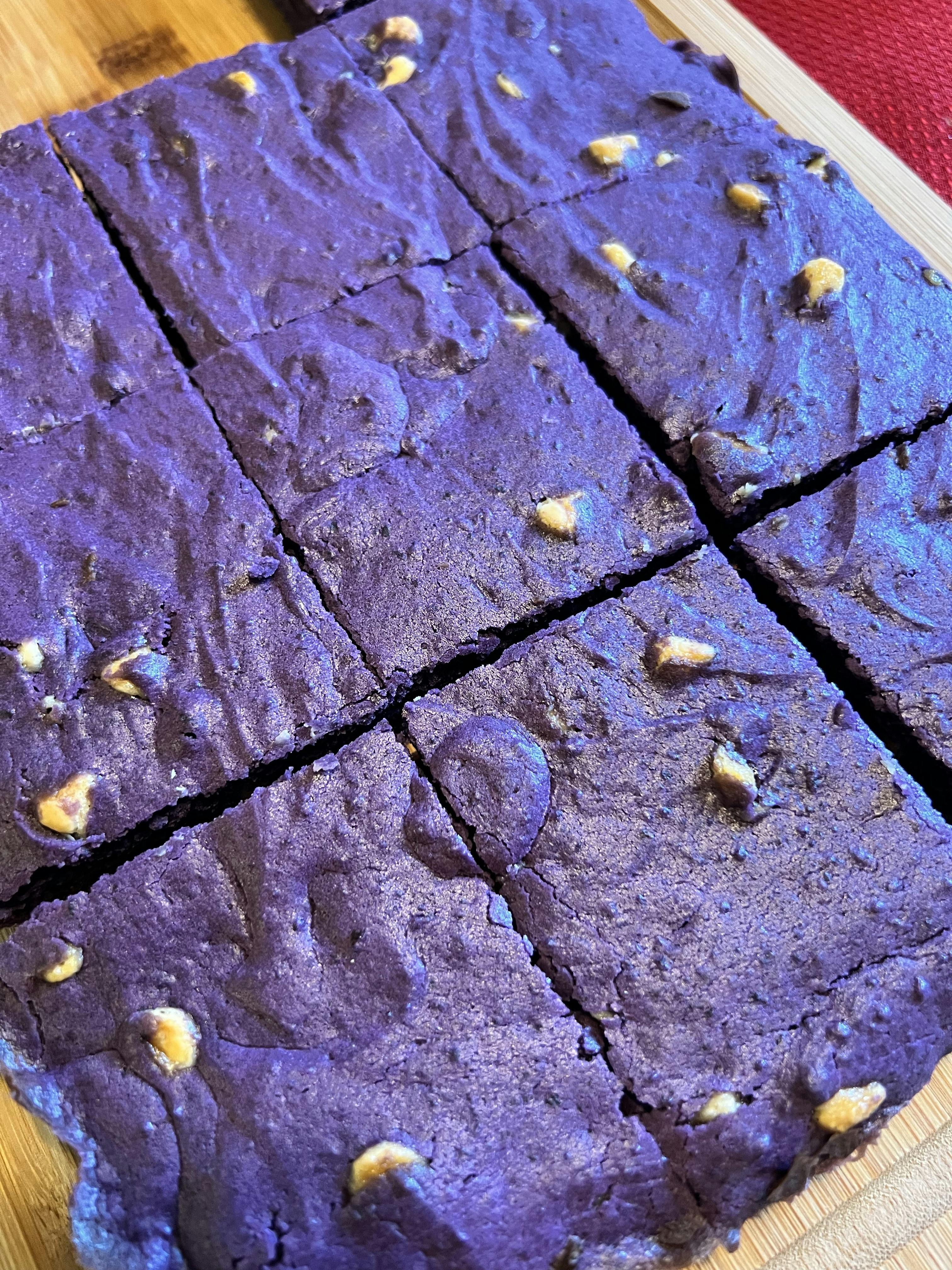 Ube Brownies with White chocolate chips