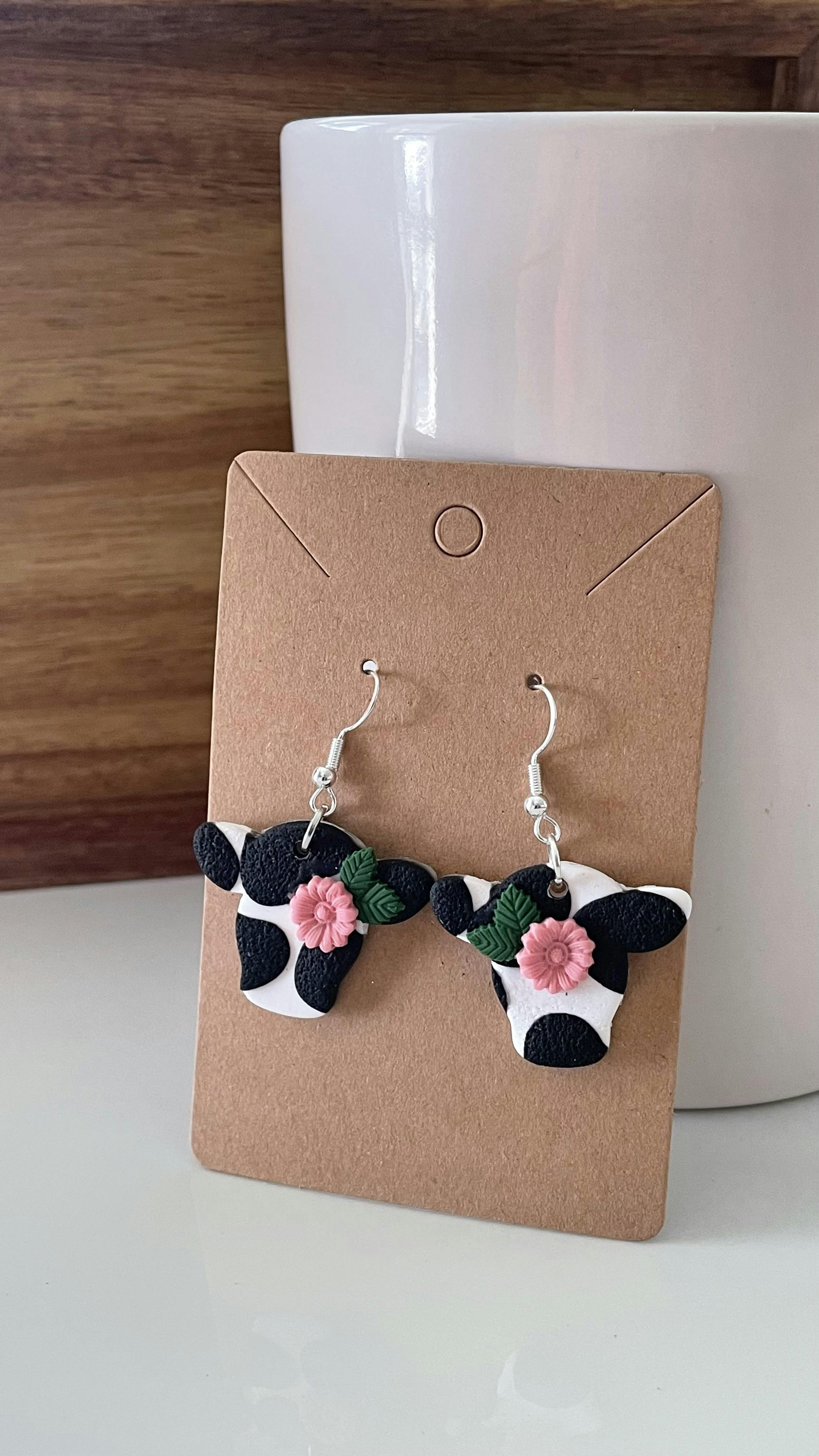 Floral Cow Earrings 