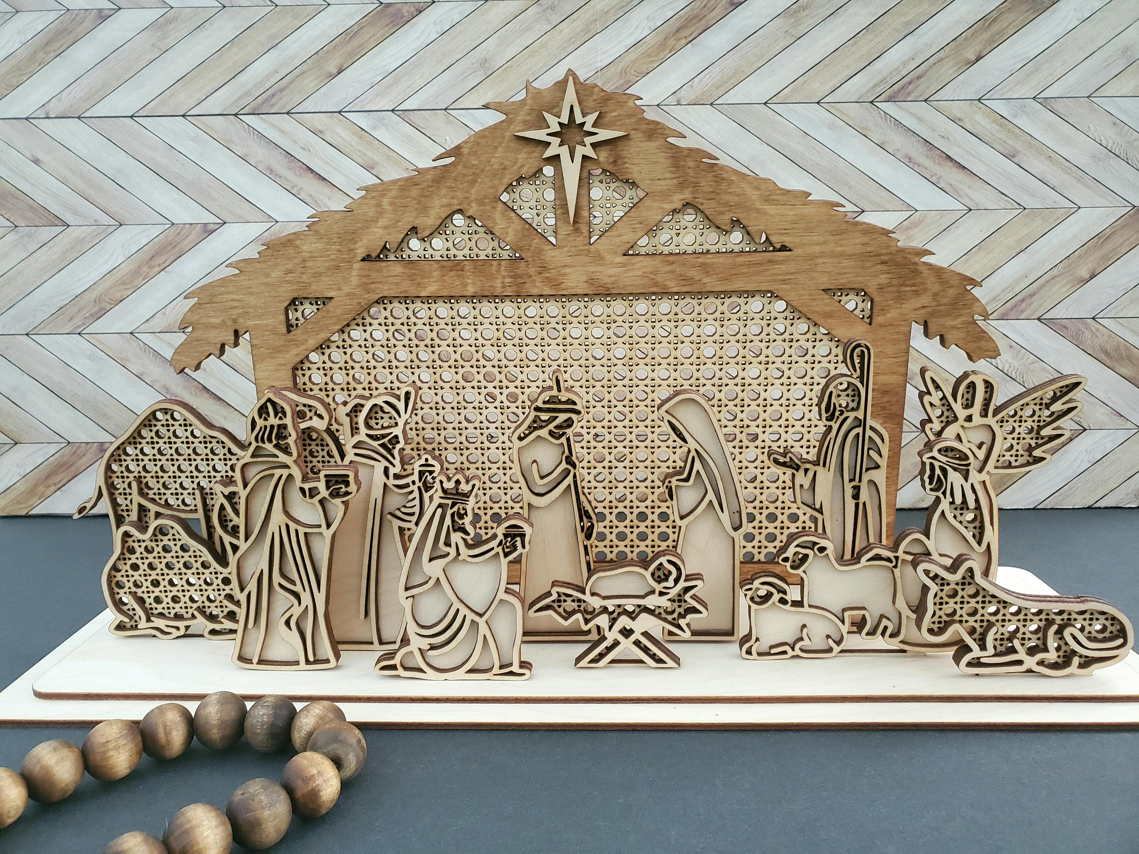 Rattan Patterned Nativity Set
