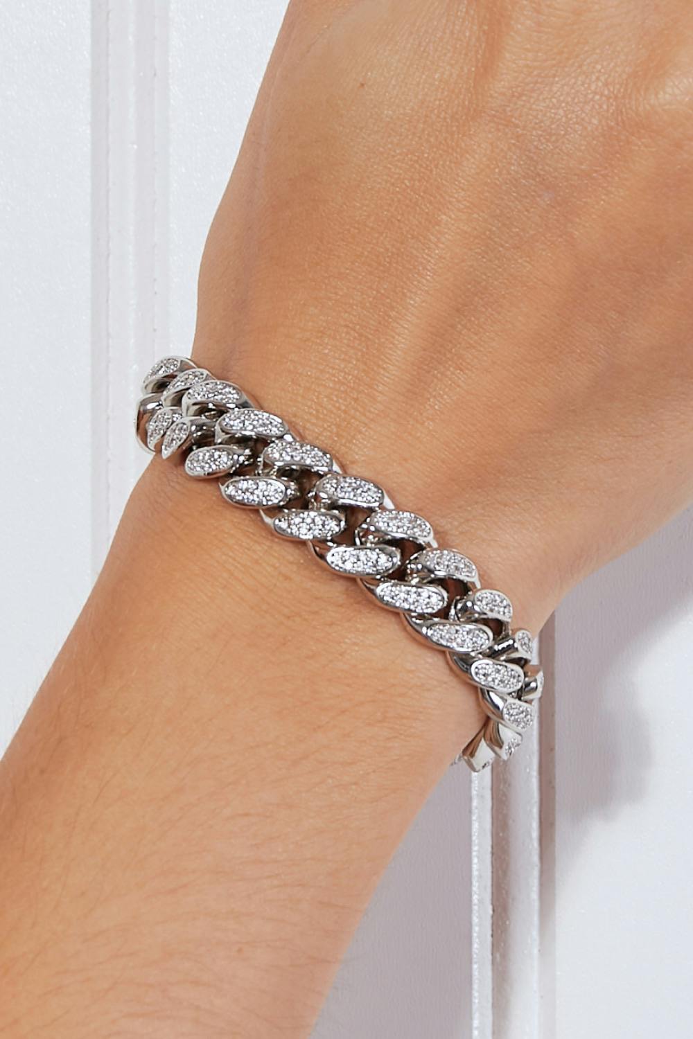 Curb Chain Bracelet Silver Tone