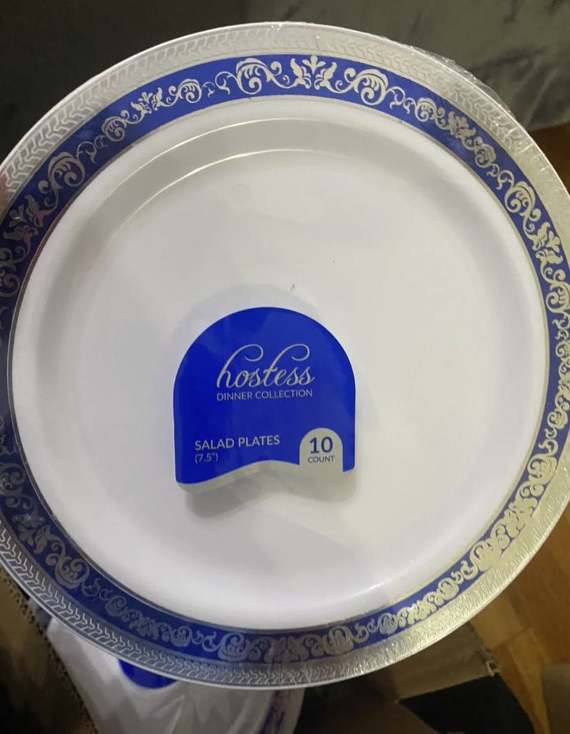 Royal blue and silver dessert wedding plates