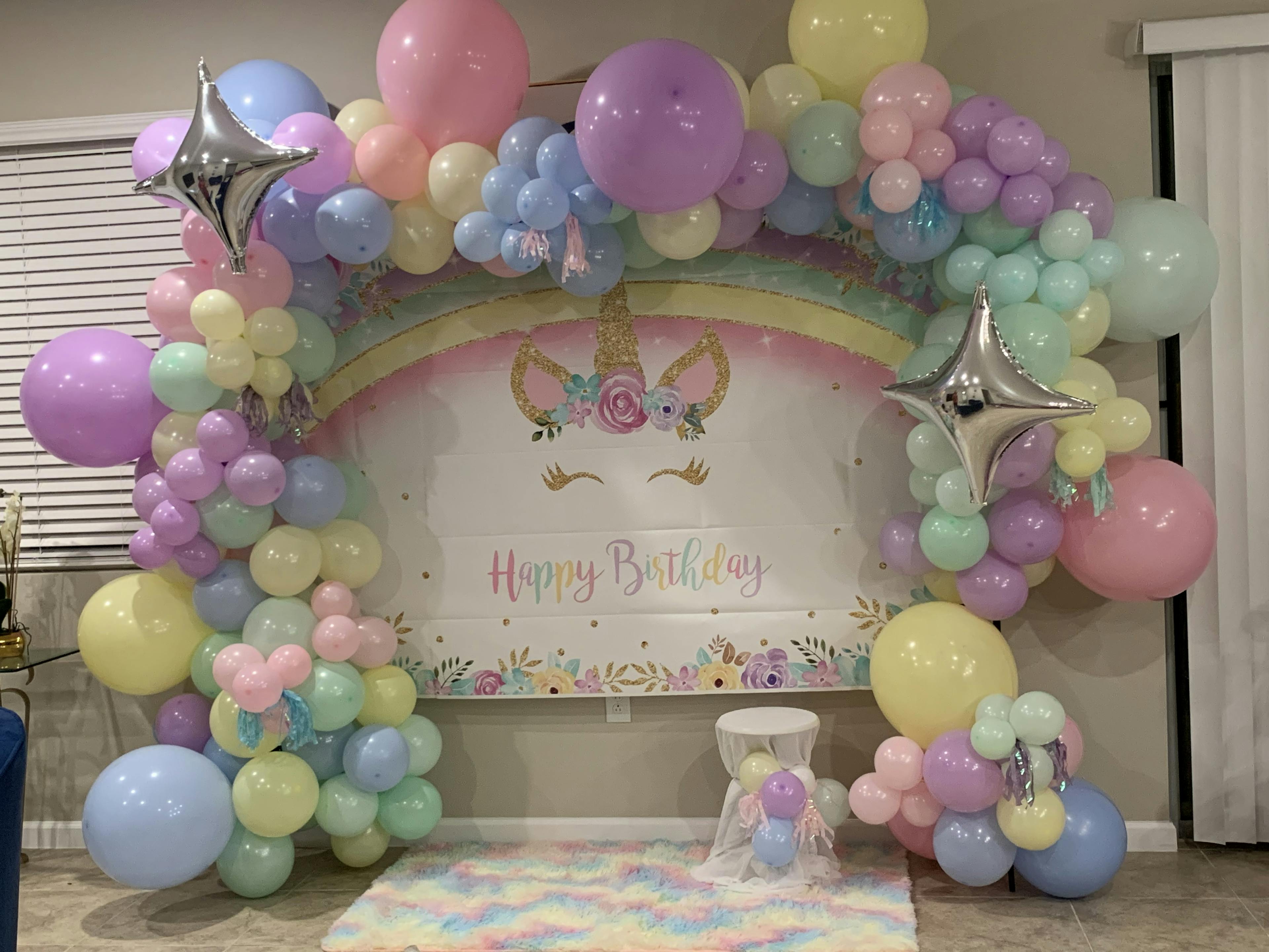 Balloon Arch with Background, carpet and stool 