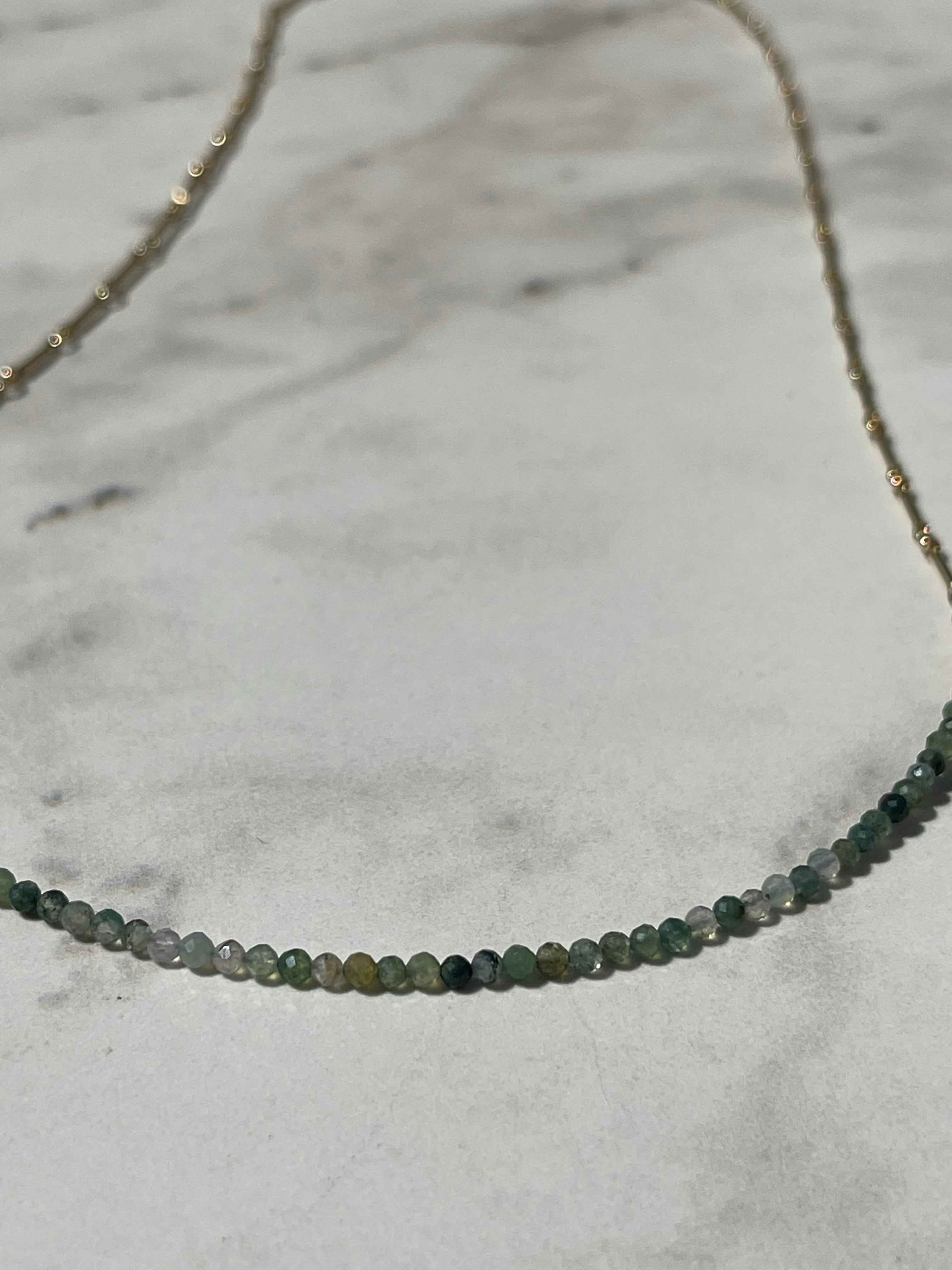 14k Gold Fill and Moss Agate Necklace 