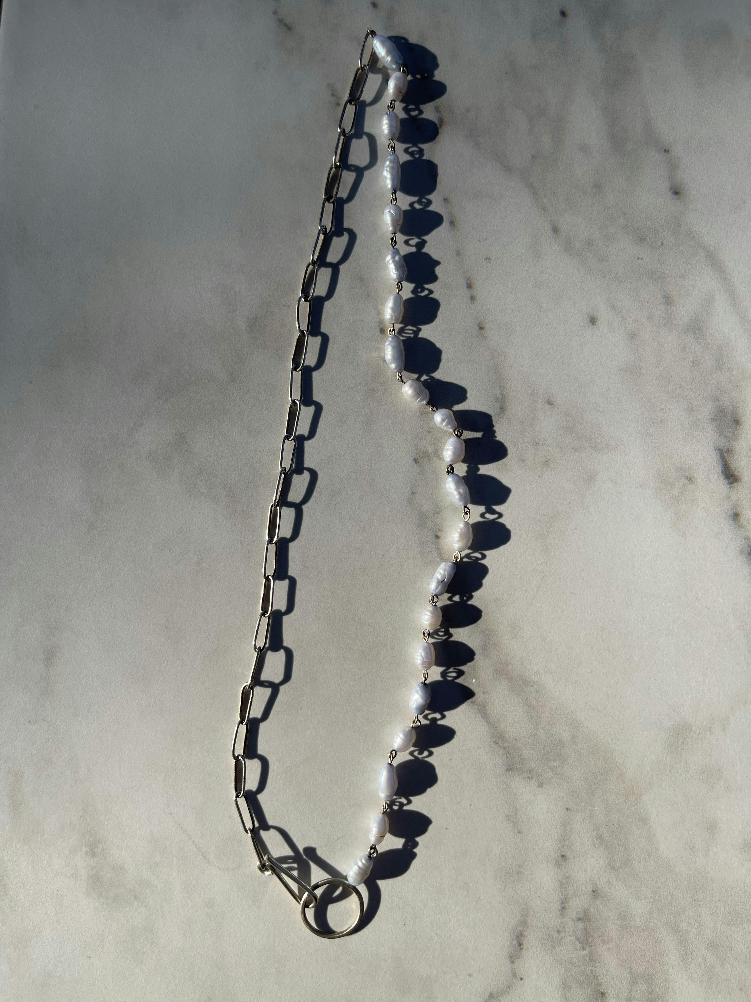 Blue Pearl and Sterling Silver Necklace 