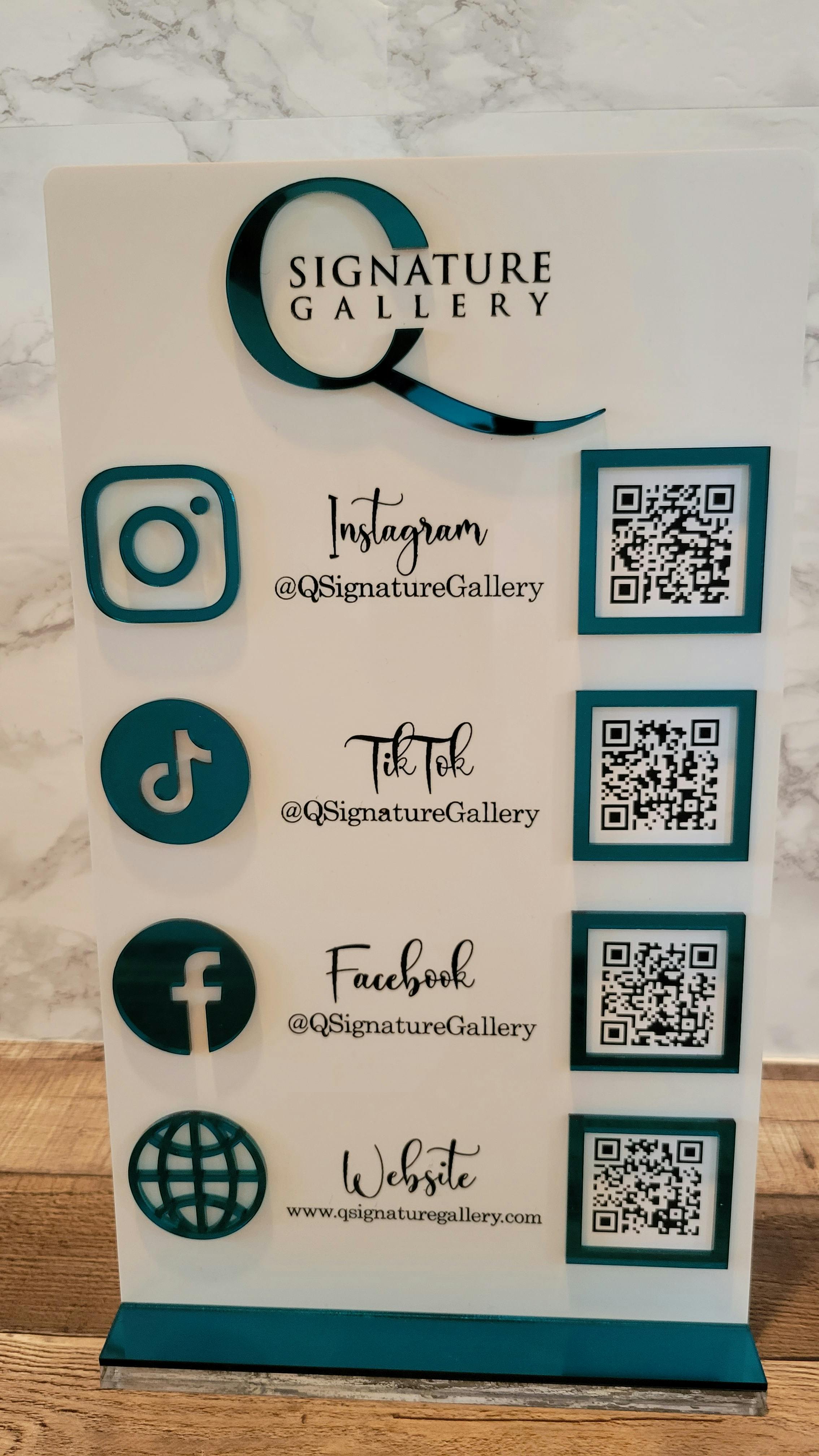 Acrylic Social Media Sign with QR codes