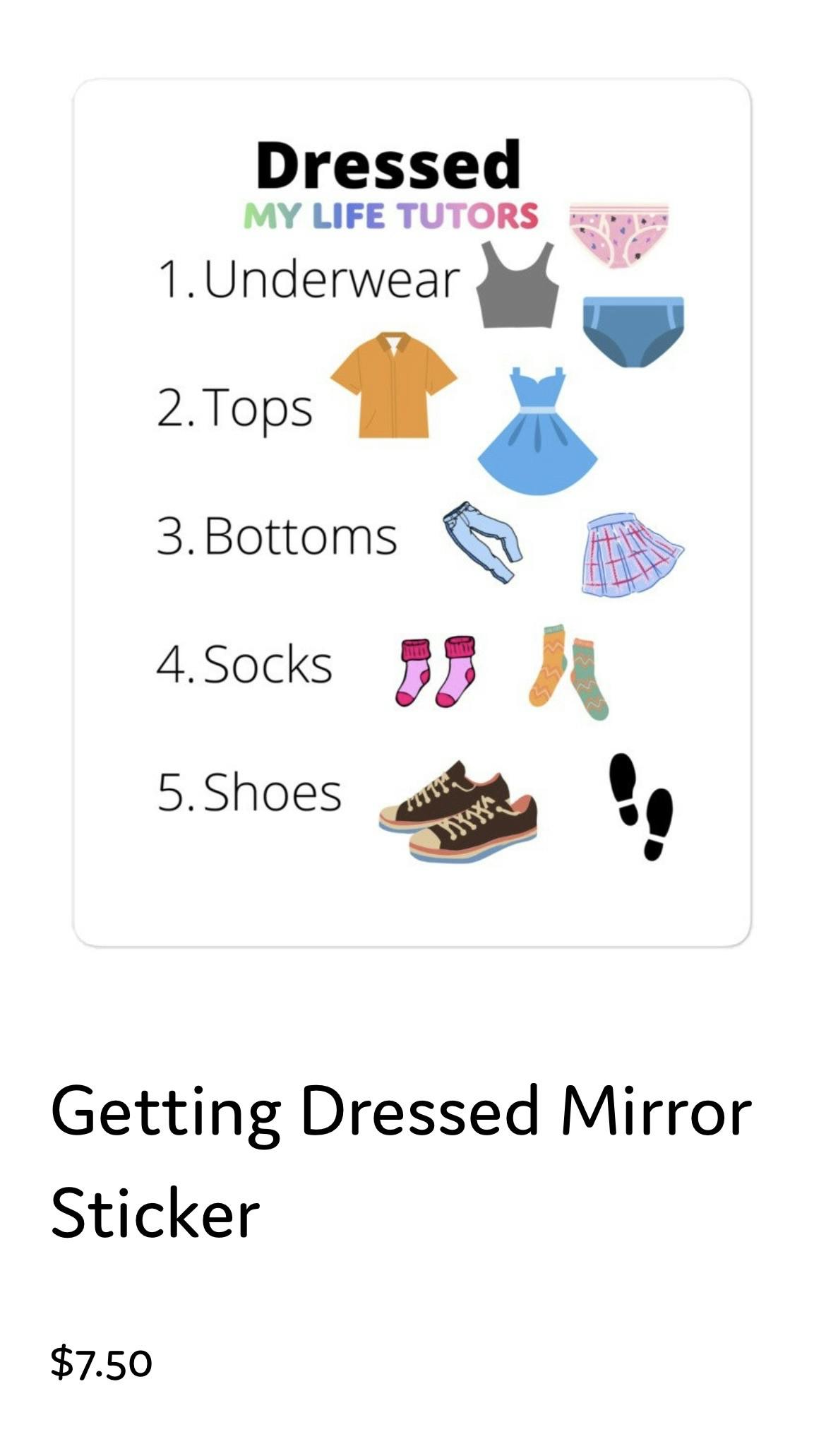 Getting dressed mirror sticker