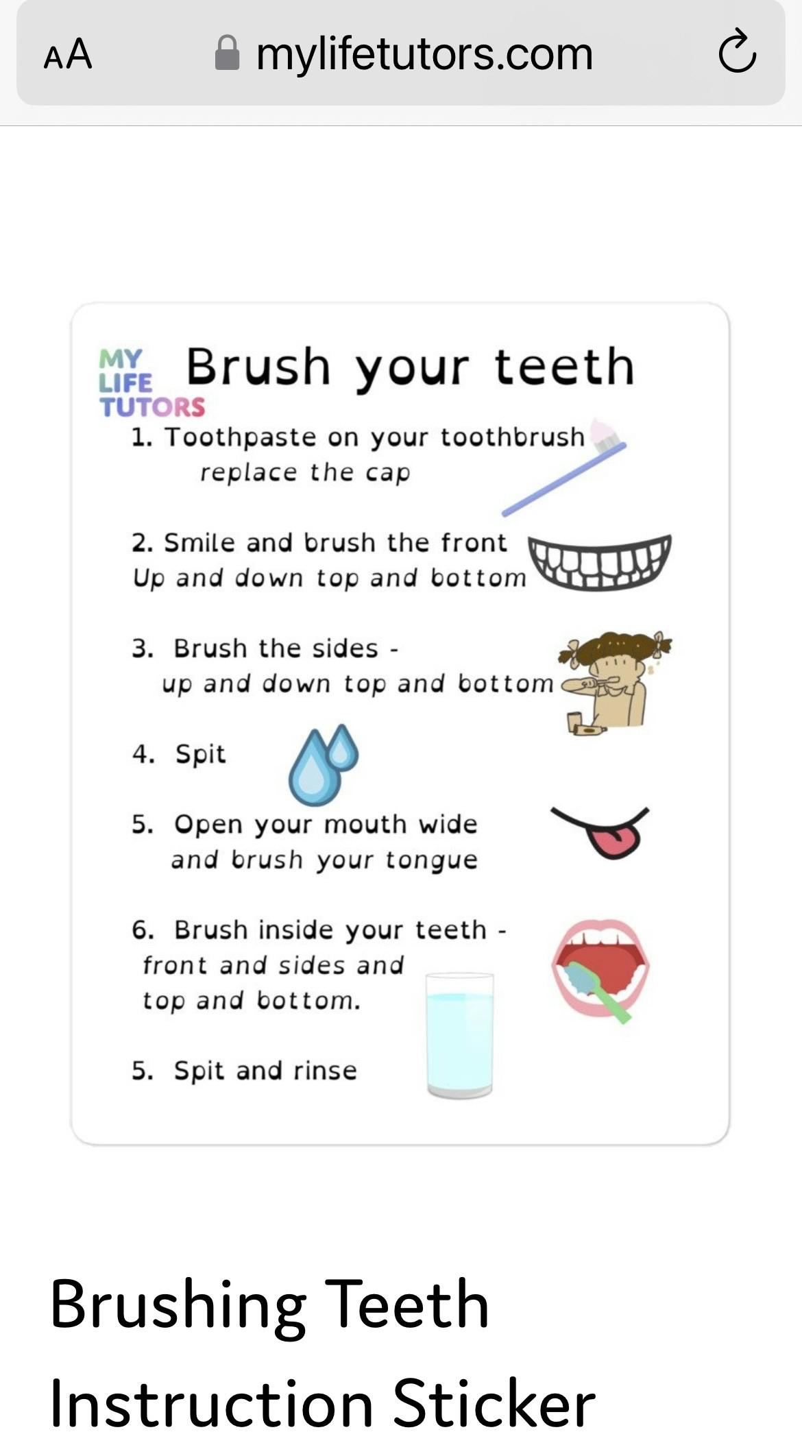 Brush Your Teeth ritual sticker