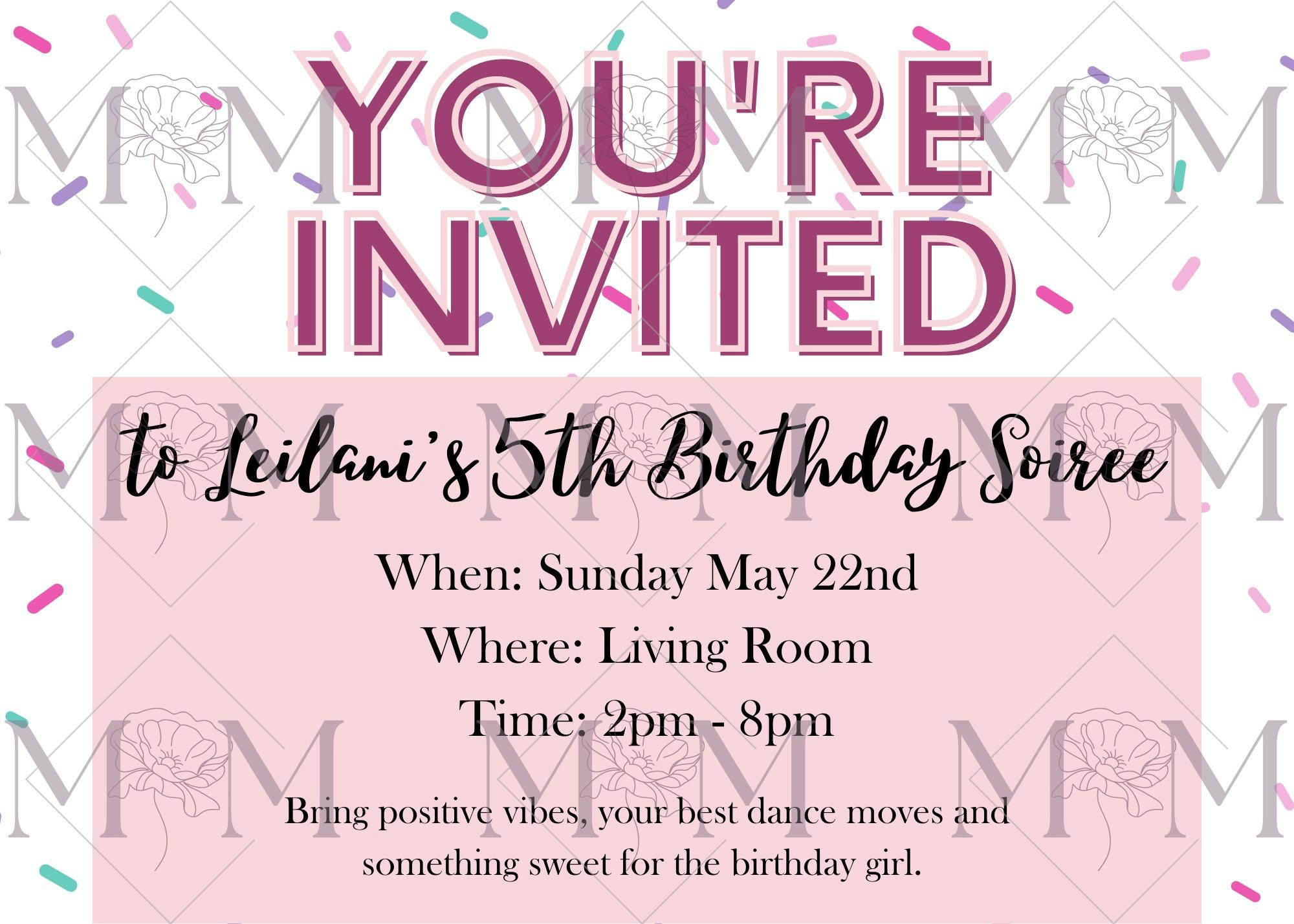 Party Invites; Party Invitations; Custom Invites
