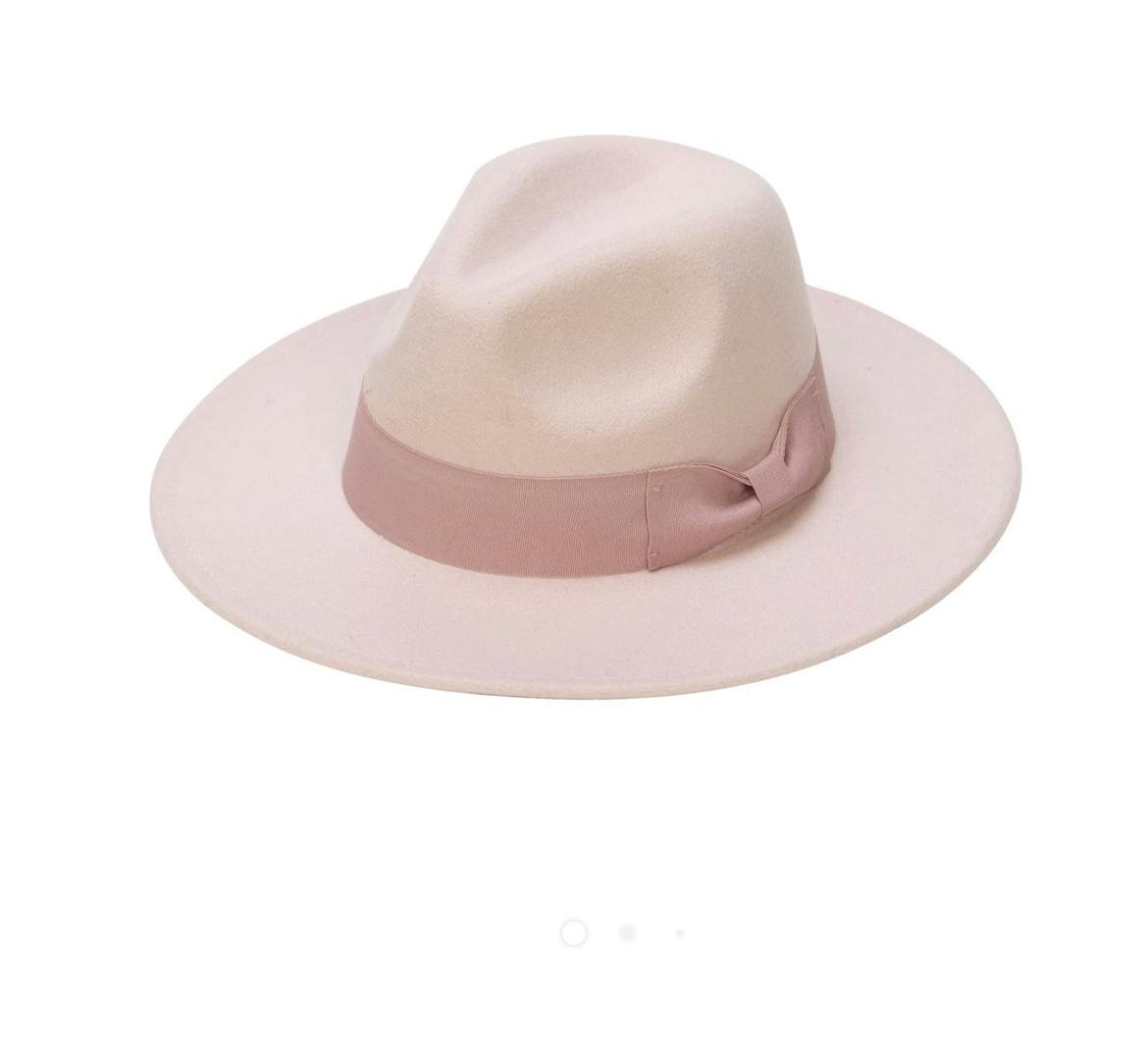 Pink Fedora Hat with Bow Trim