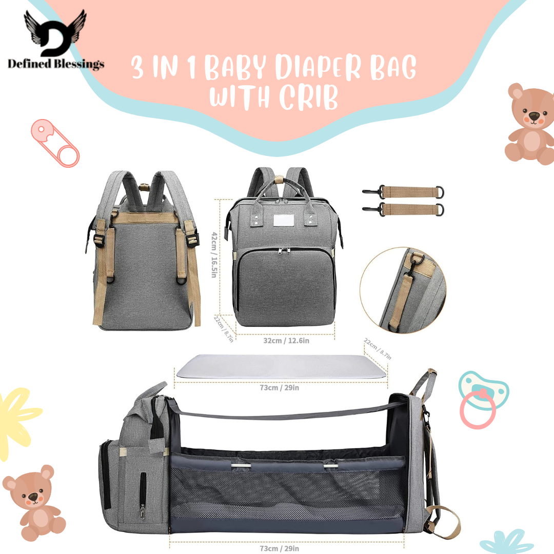 3 In 1 Baby Diaper Bag With Crib