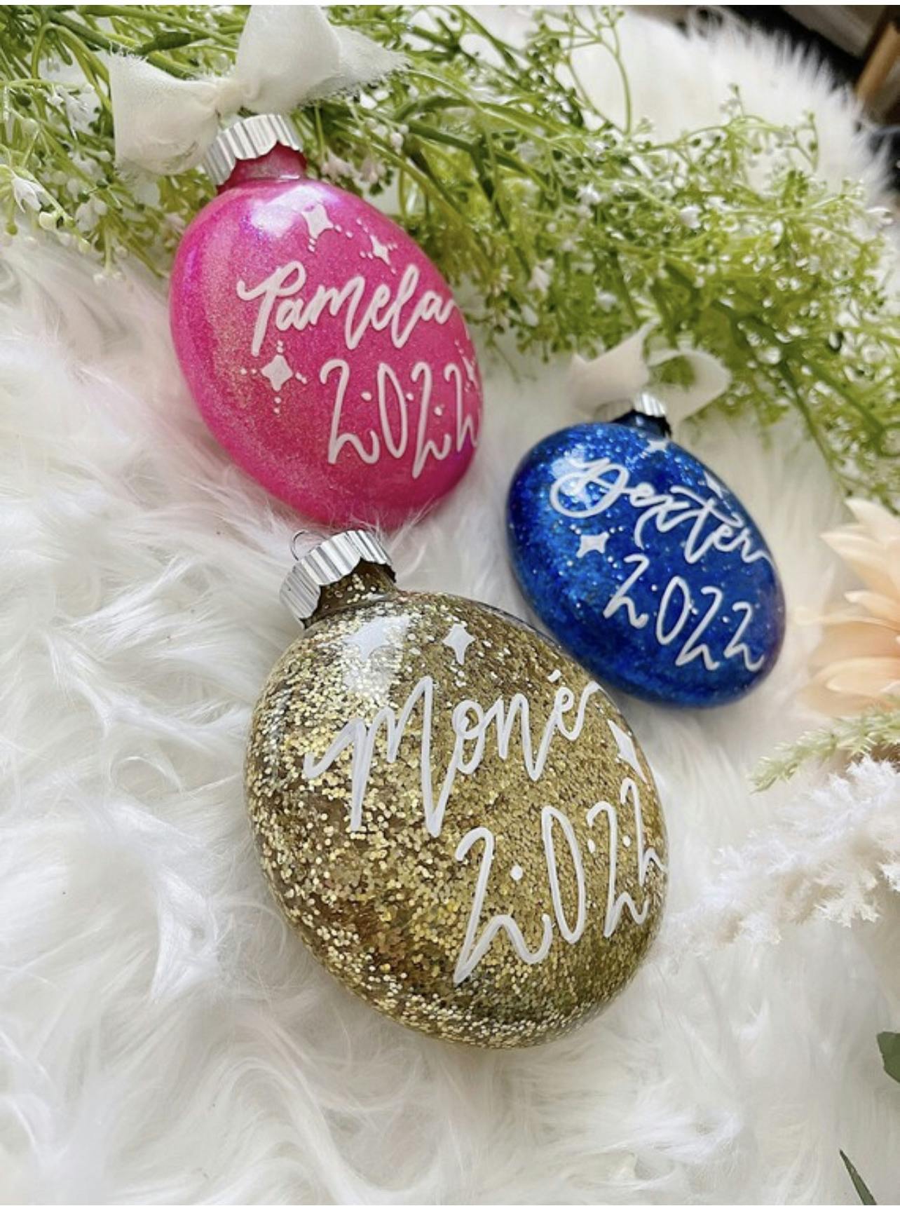 Personalized Hand Lettered Glass Ornament