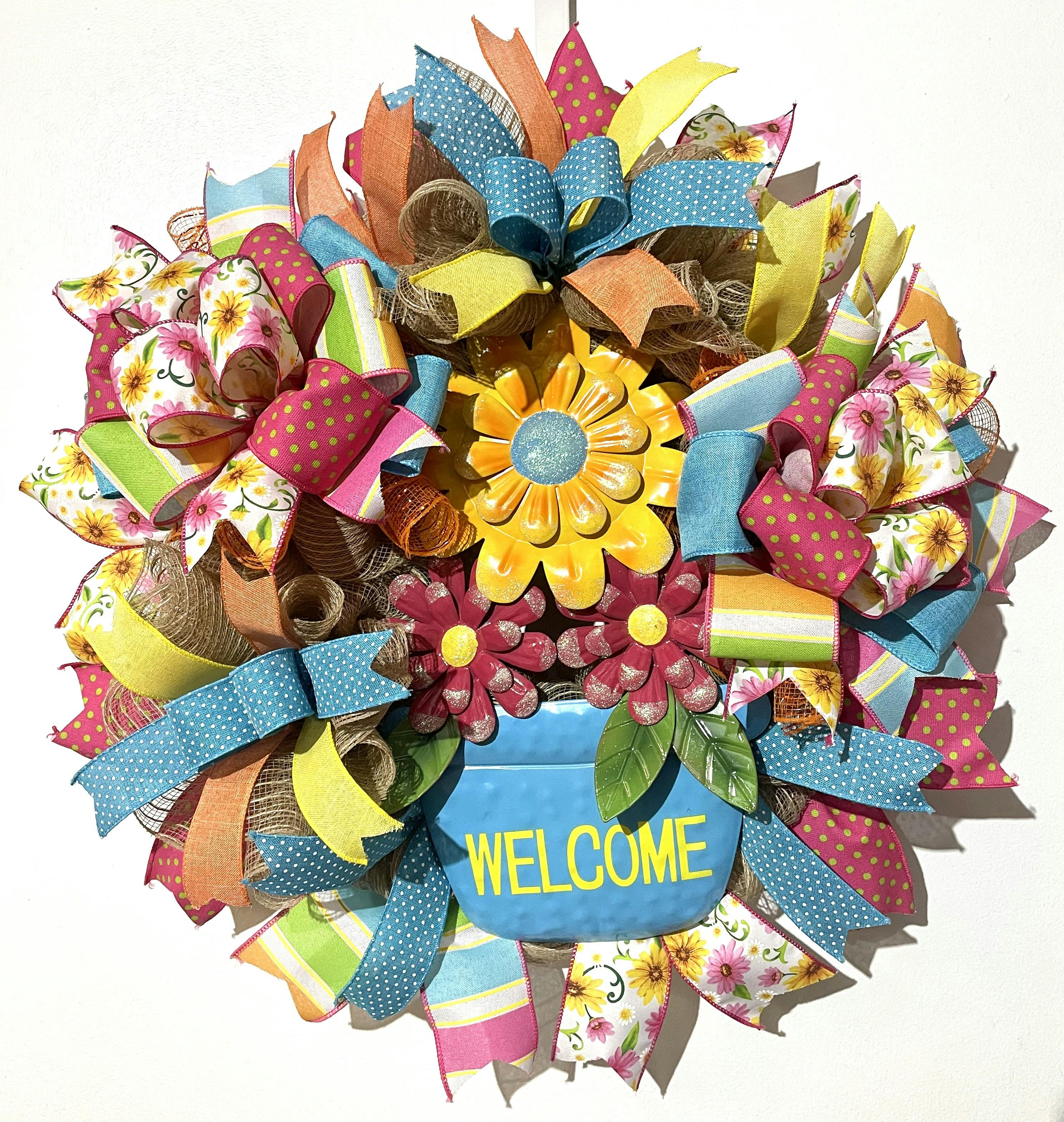 “Welcome” Spring / Summer Floral Wreath