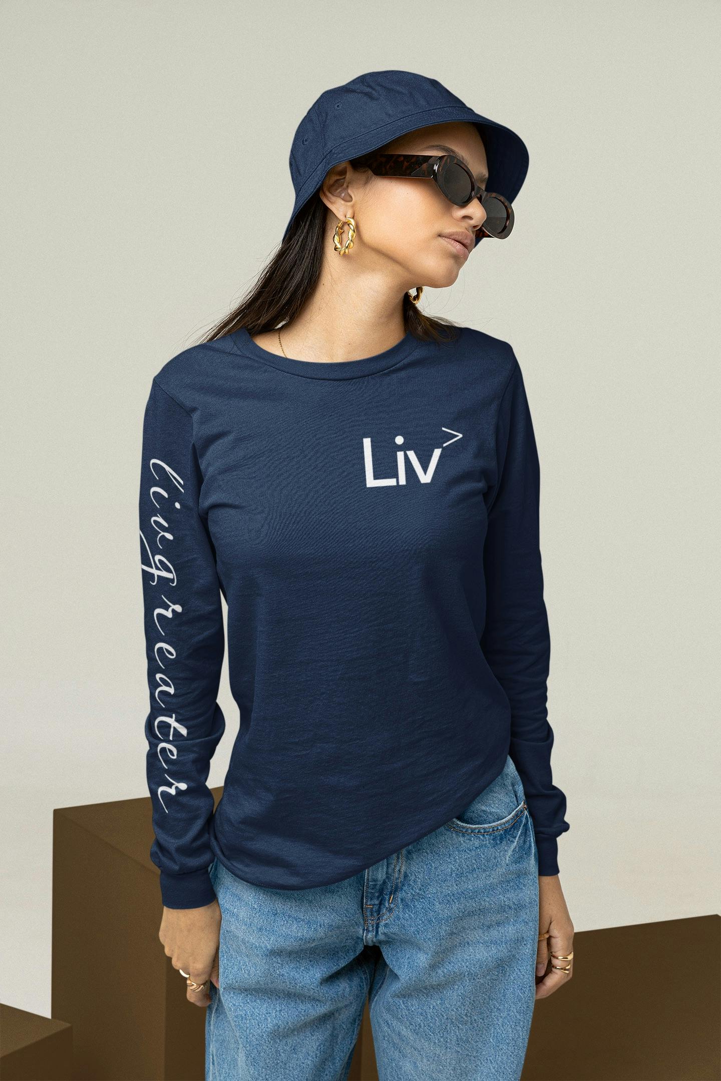 XL Women Navy LivGreater T Shirt Long Sleeve